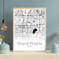 Grand Prairie Texas City Map Poster - GroovyGrove