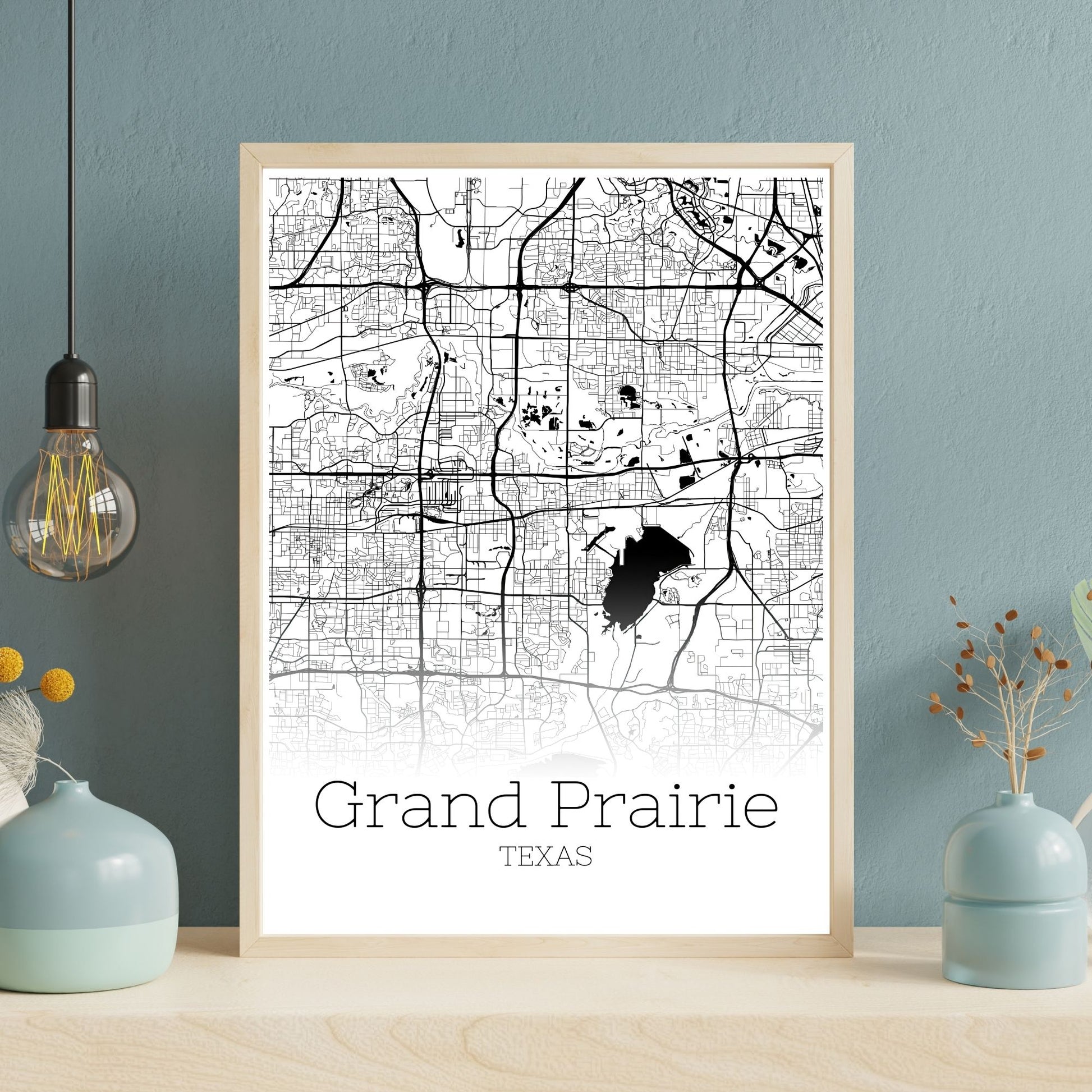 Grand Prairie Texas City Map Poster - GroovyGrove