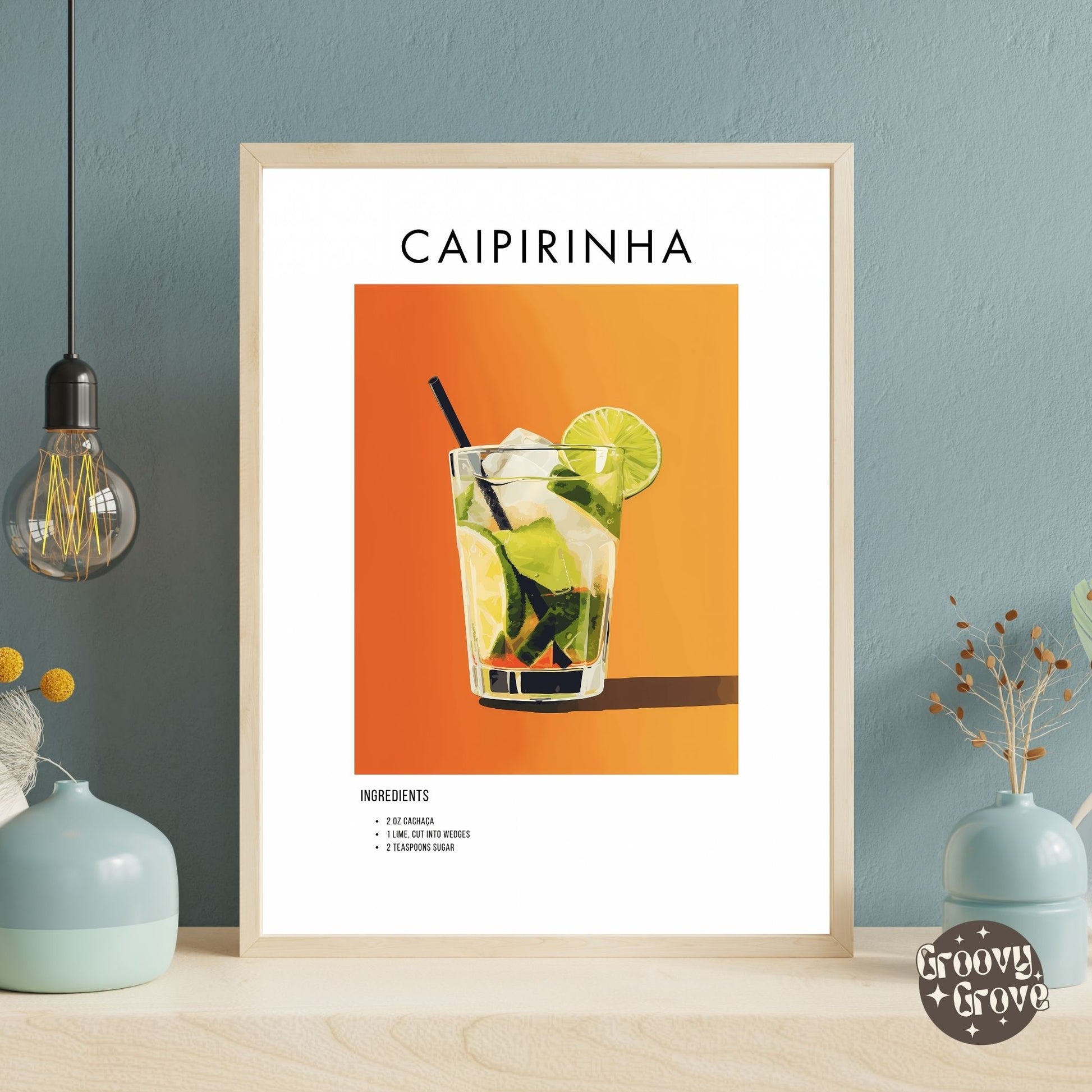 Caipirinha Retro Cocktail Poster - GroovyGrove