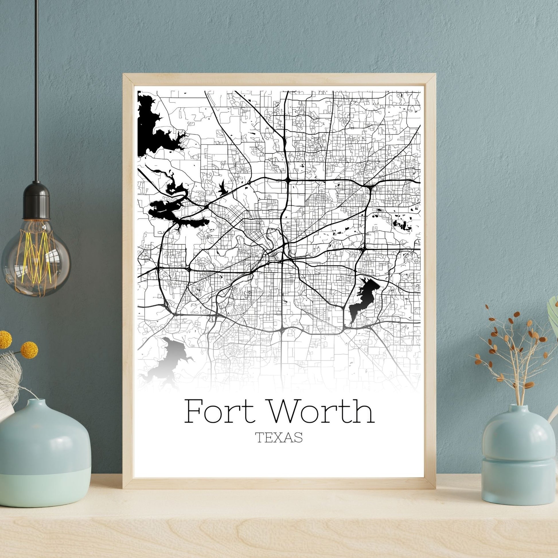 Fort Worth Texas City Map Poster - GroovyGrove