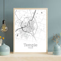 Temple Texas City Map Poster - GroovyGrove