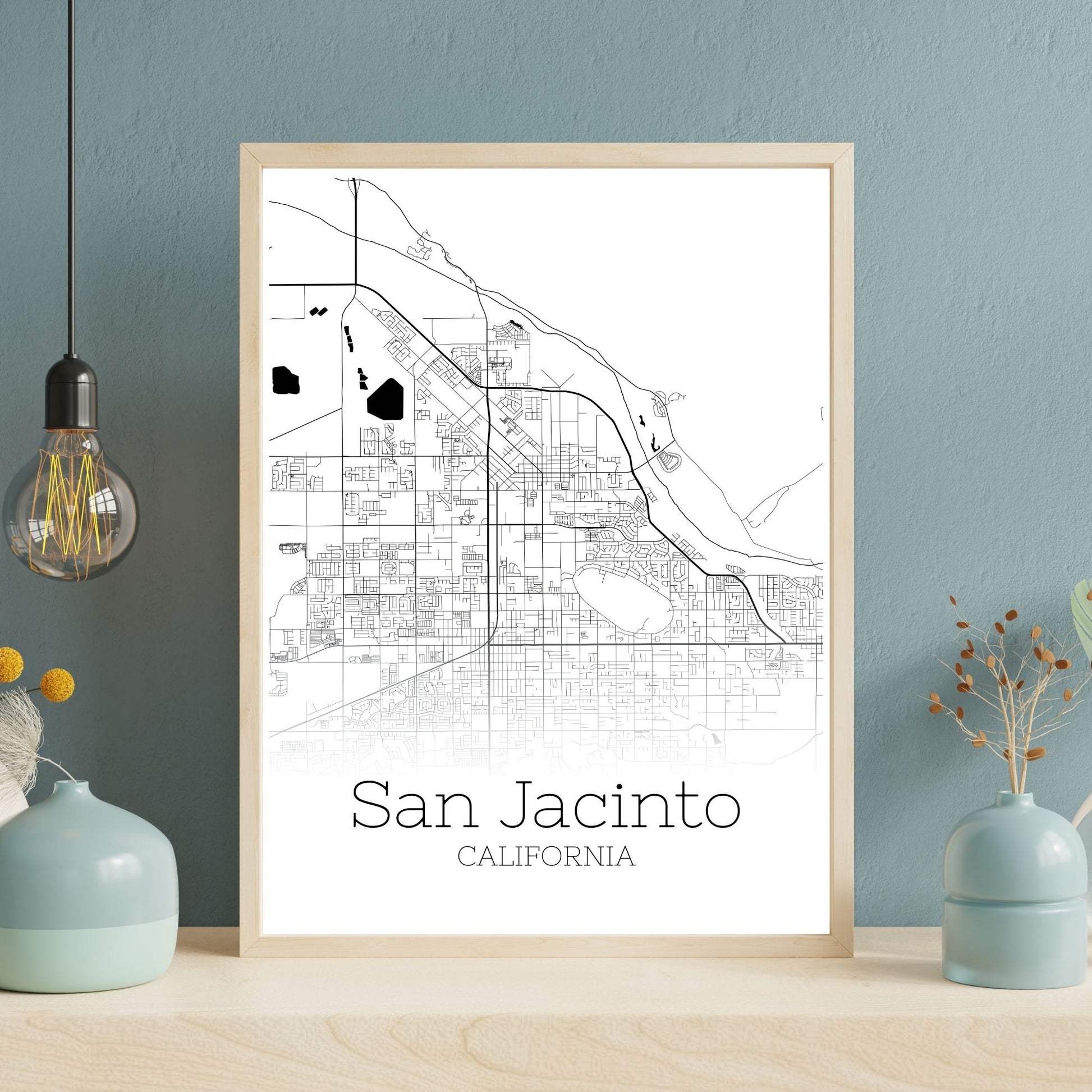 San Jacinto California City Map Poster - GroovyGrove