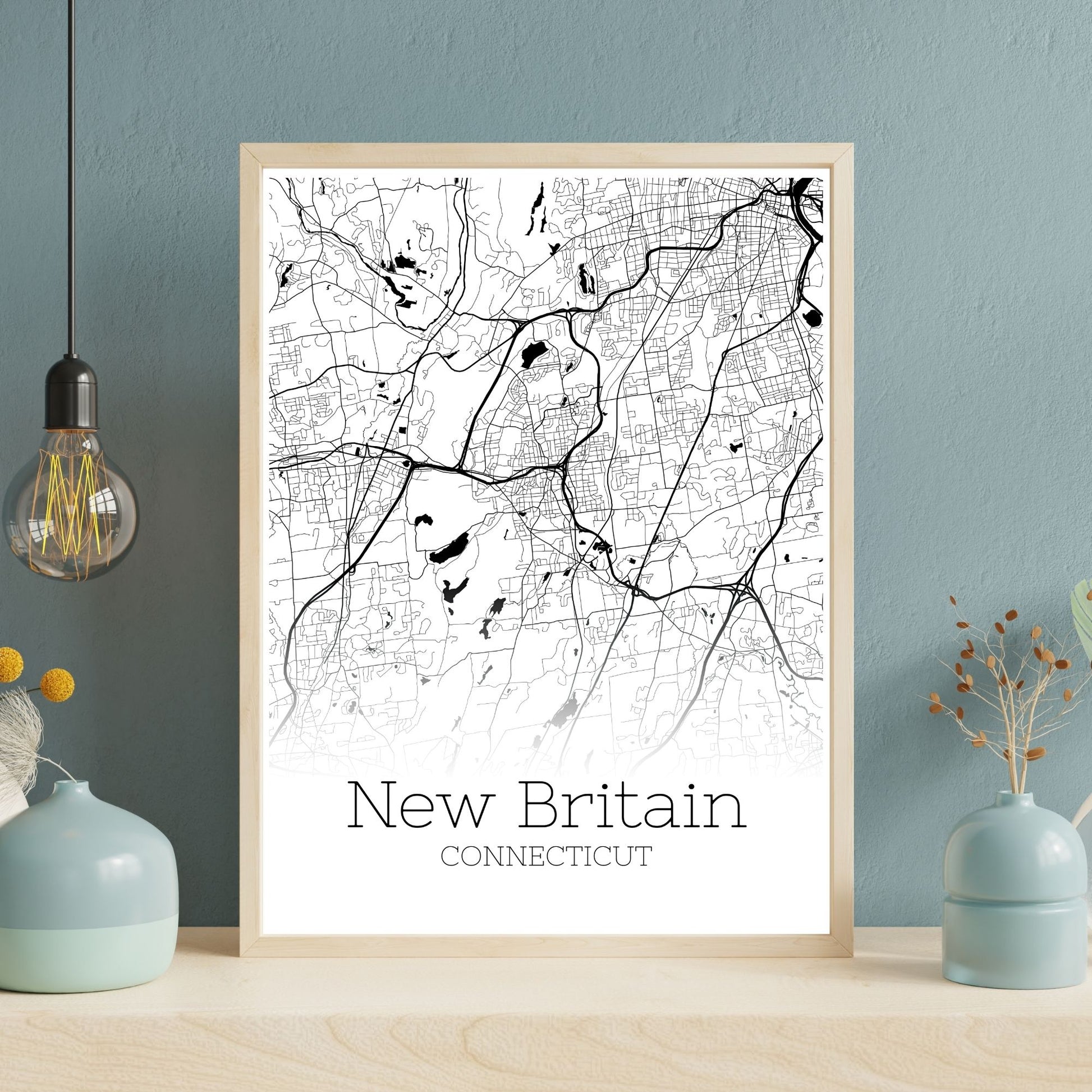 New Britain Connecticut City Map Poster - GroovyGrove