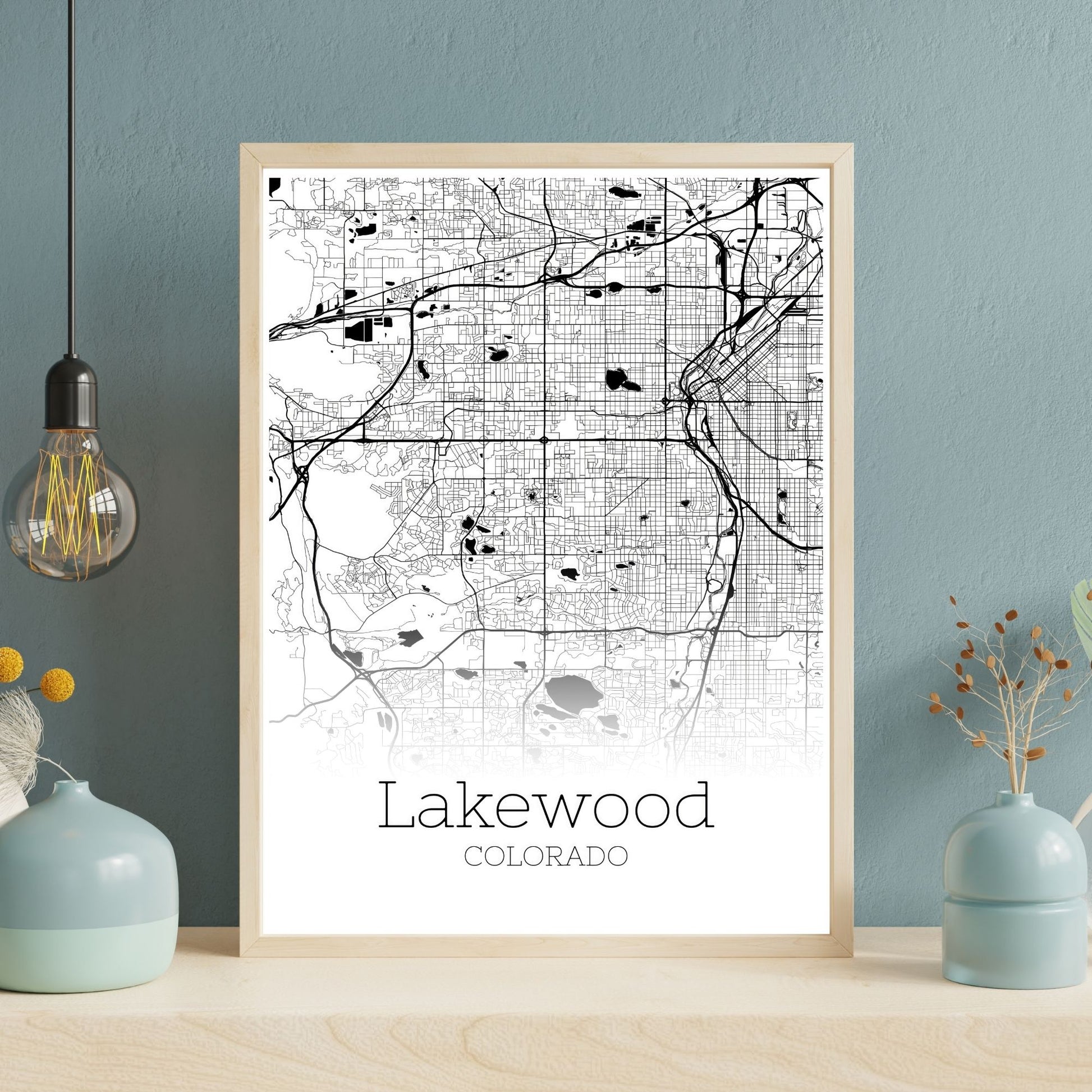 Lakewood Colorado City Map Poster - GroovyGrove