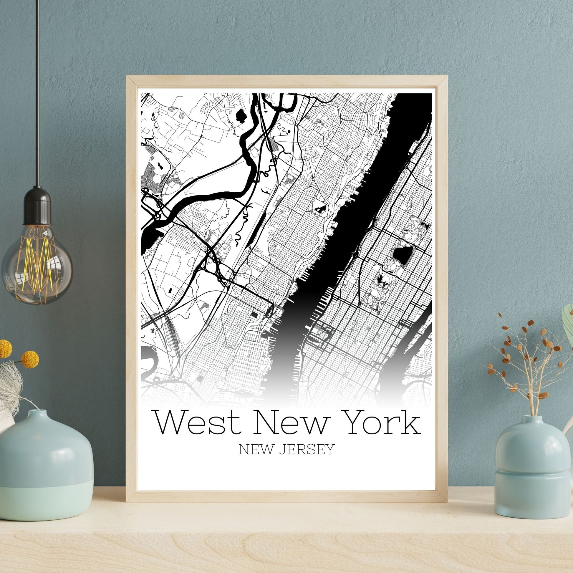 West New York New Jersey City Map Poster - GroovyGrove