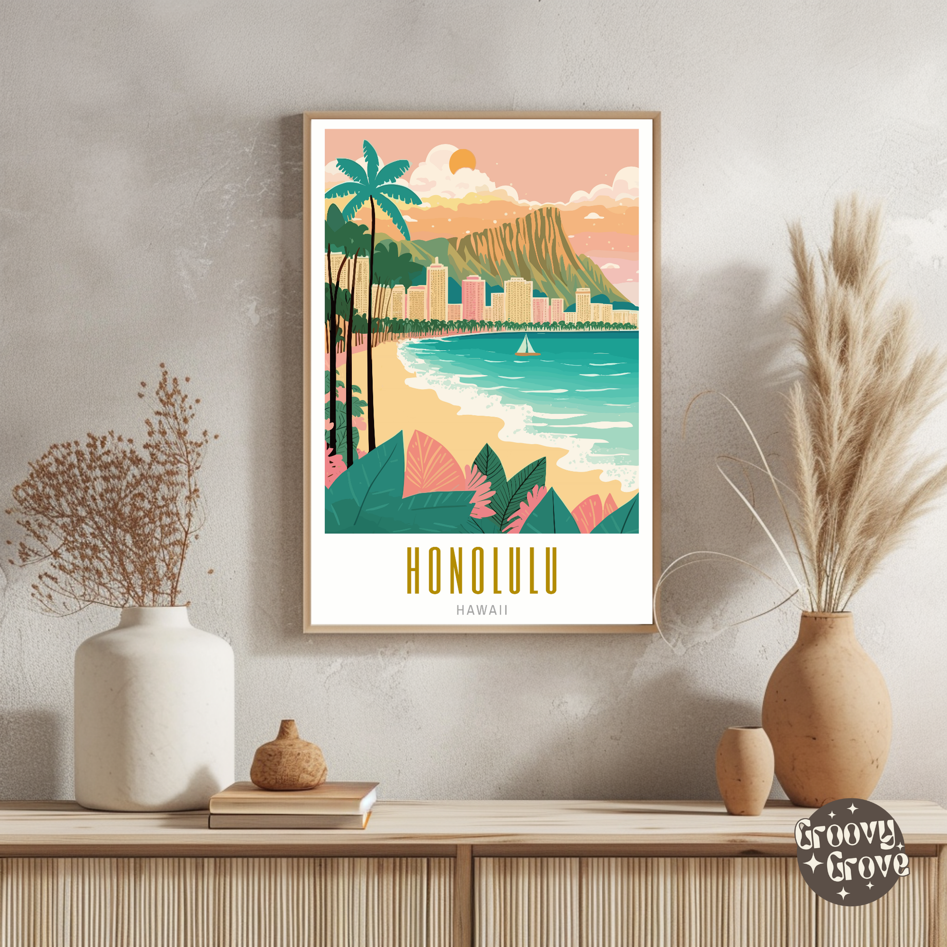 Honolulu Hawaii Poster - GroovyGrove