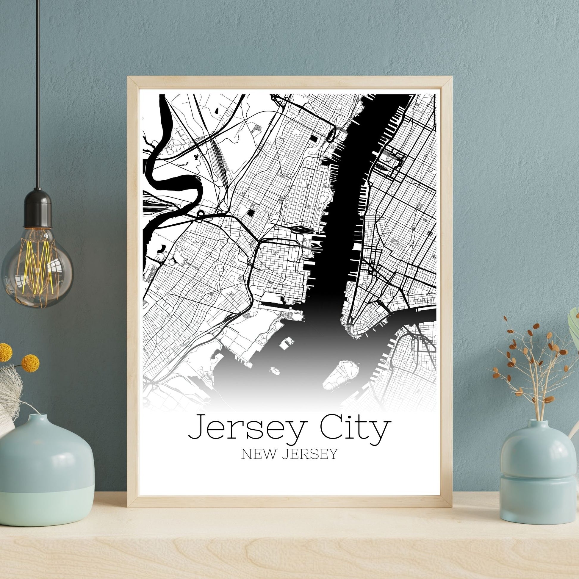 Jersey City New Jersey Map Poster - GroovyGrove