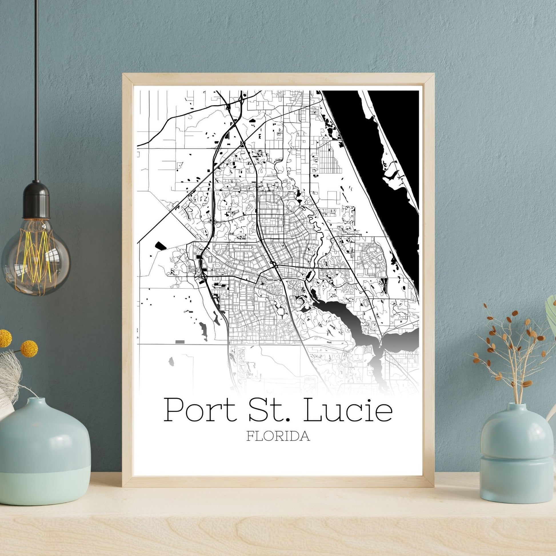 Port St. Lucie Florida City Map Poster - GroovyGrove