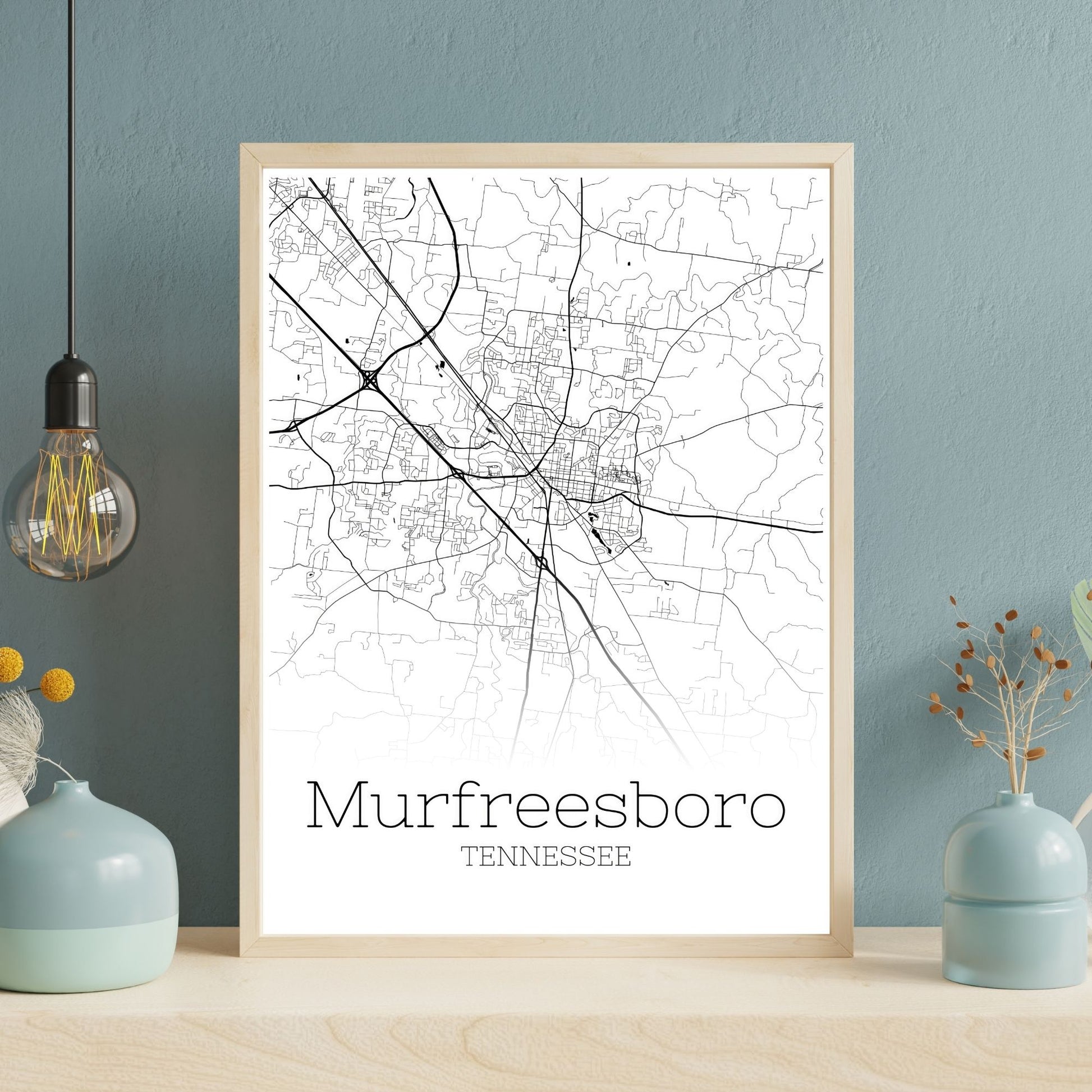 Murfreesboro Tennessee City Map Poster - GroovyGrove