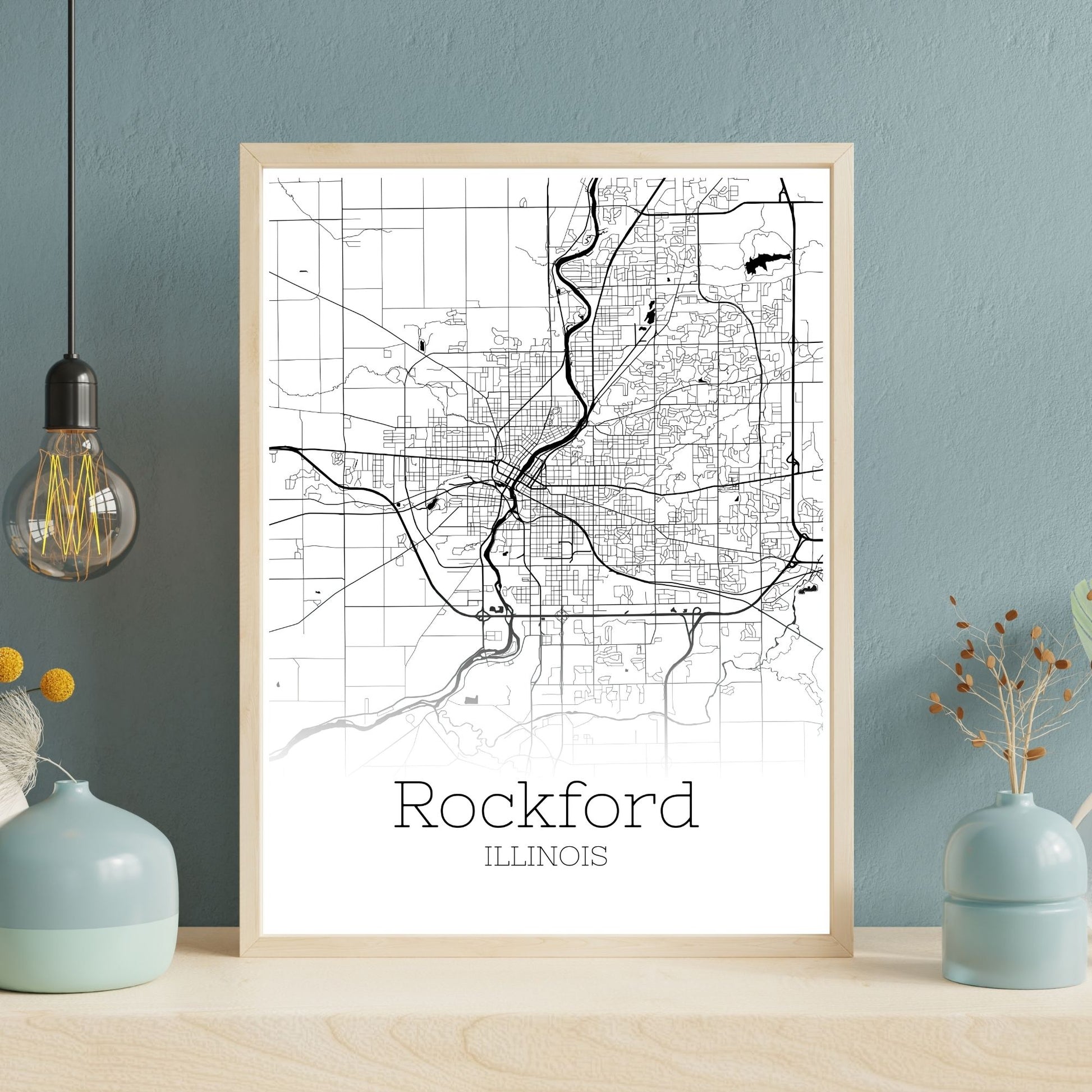 Rockford Illinois City Map Poster - GroovyGrove