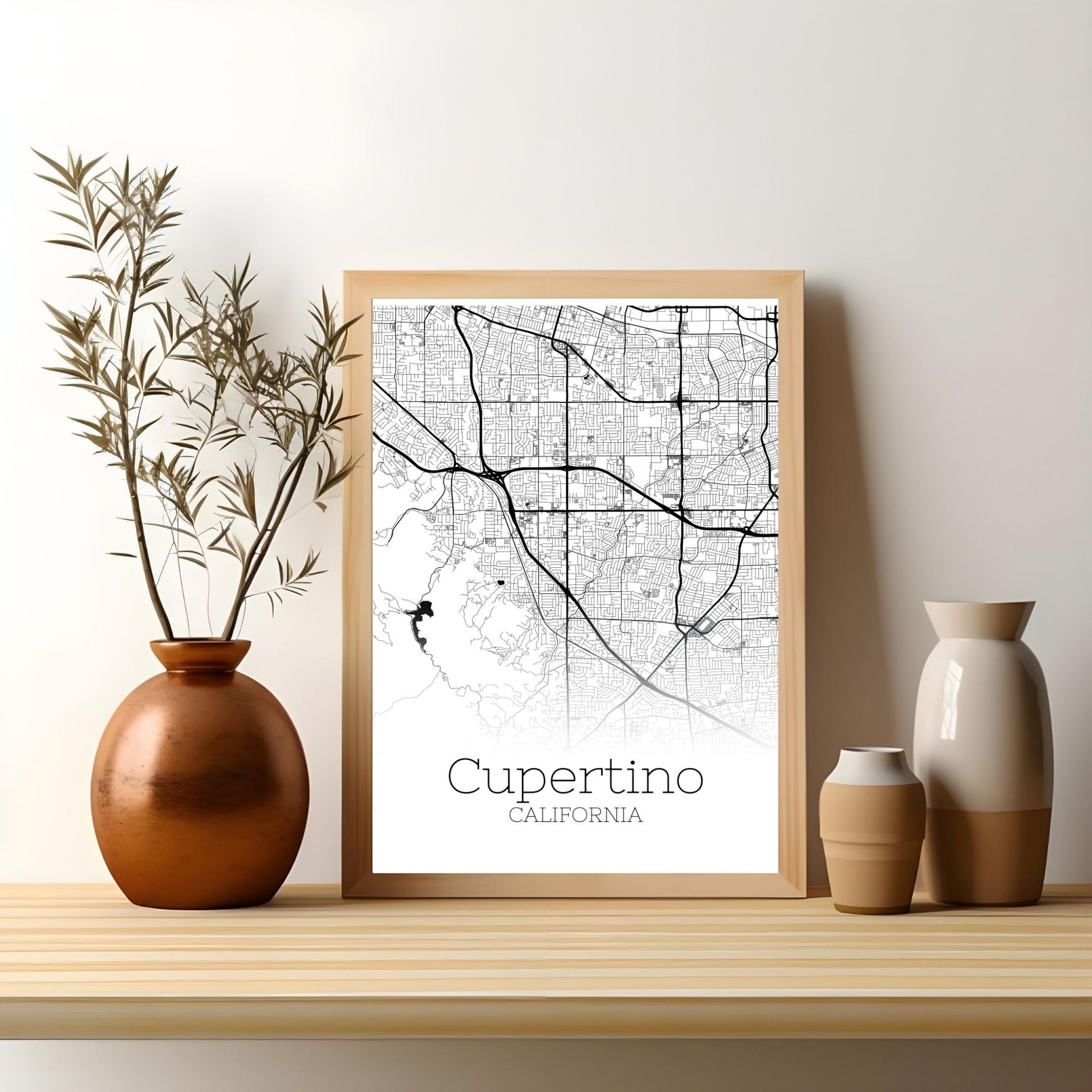 Cupertino California City Map Poster - GroovyGrove