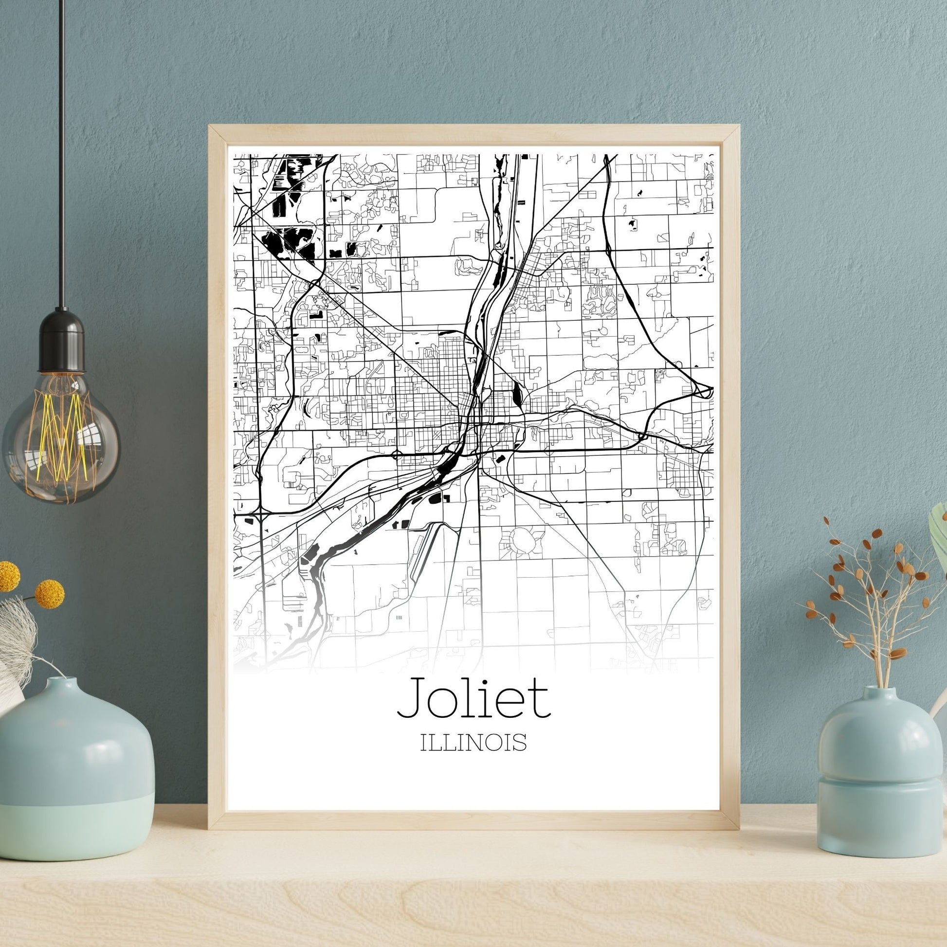 Joliet Illinois City Map Poster - GroovyGrove