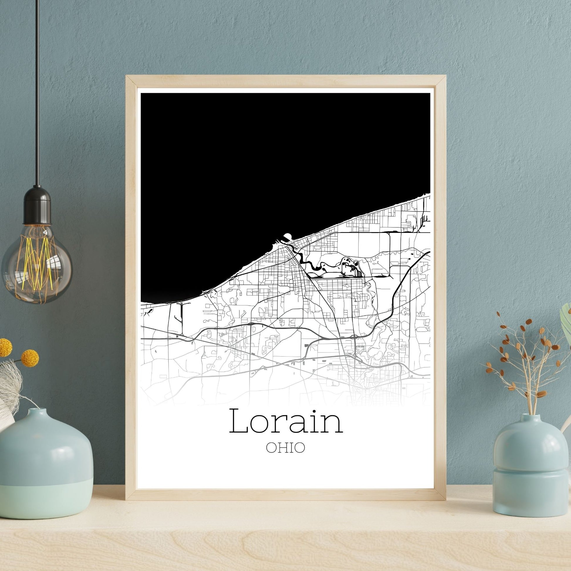 Lorain Ohio City Map Poster - GroovyGrove