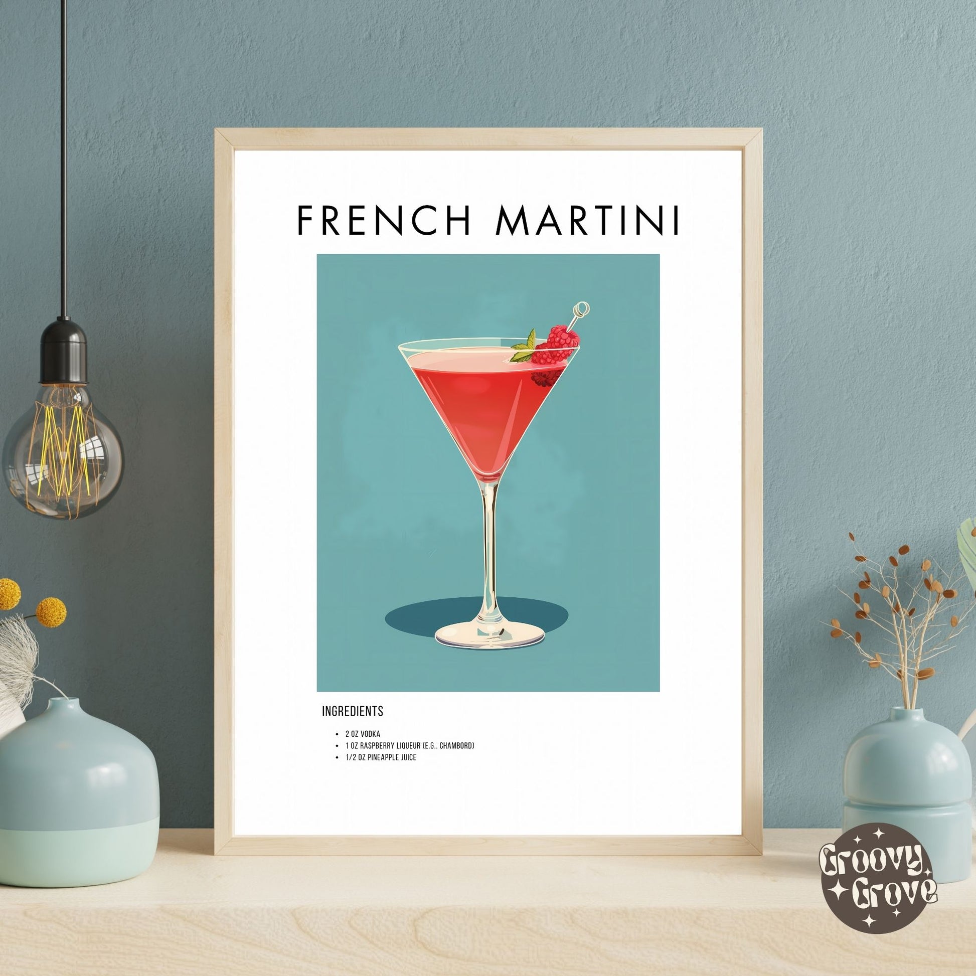 French Martini Retro Cocktail Poster - GroovyGrove