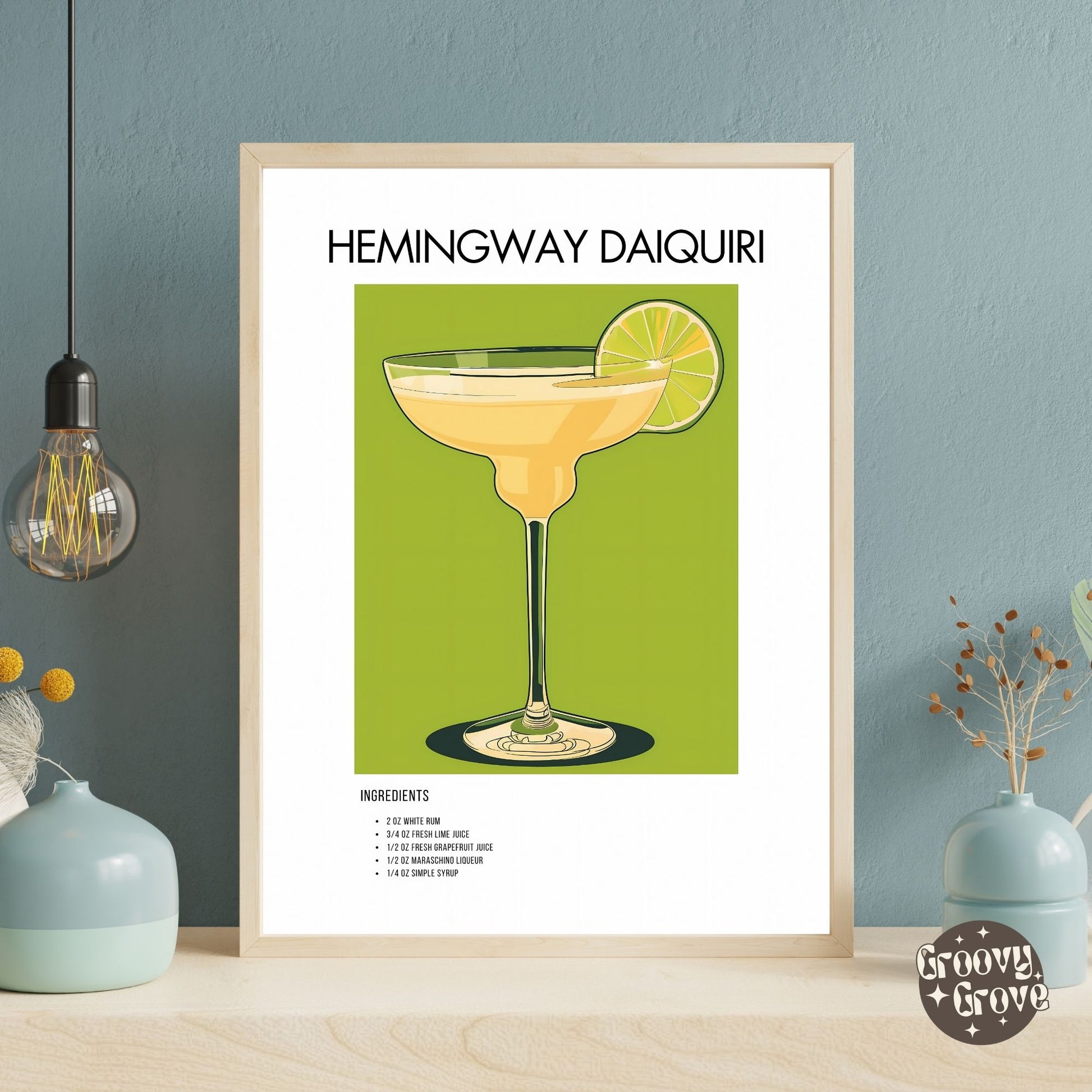 Hemingway Daiquiri Retro Cocktail Poster - GroovyGrove