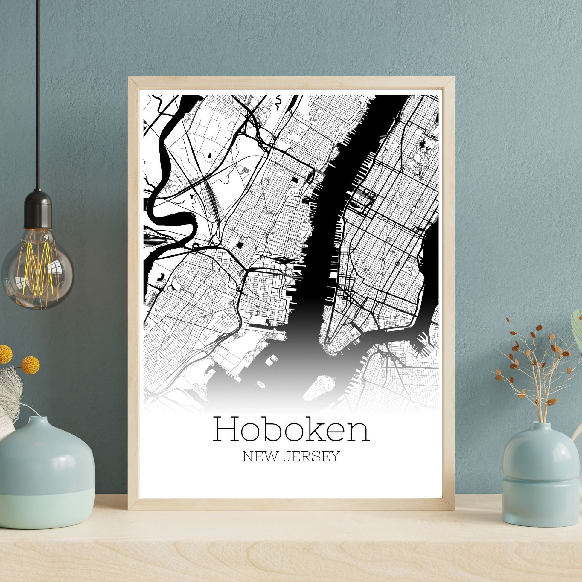 Hoboken New Jersey City Map Poster - GroovyGrove