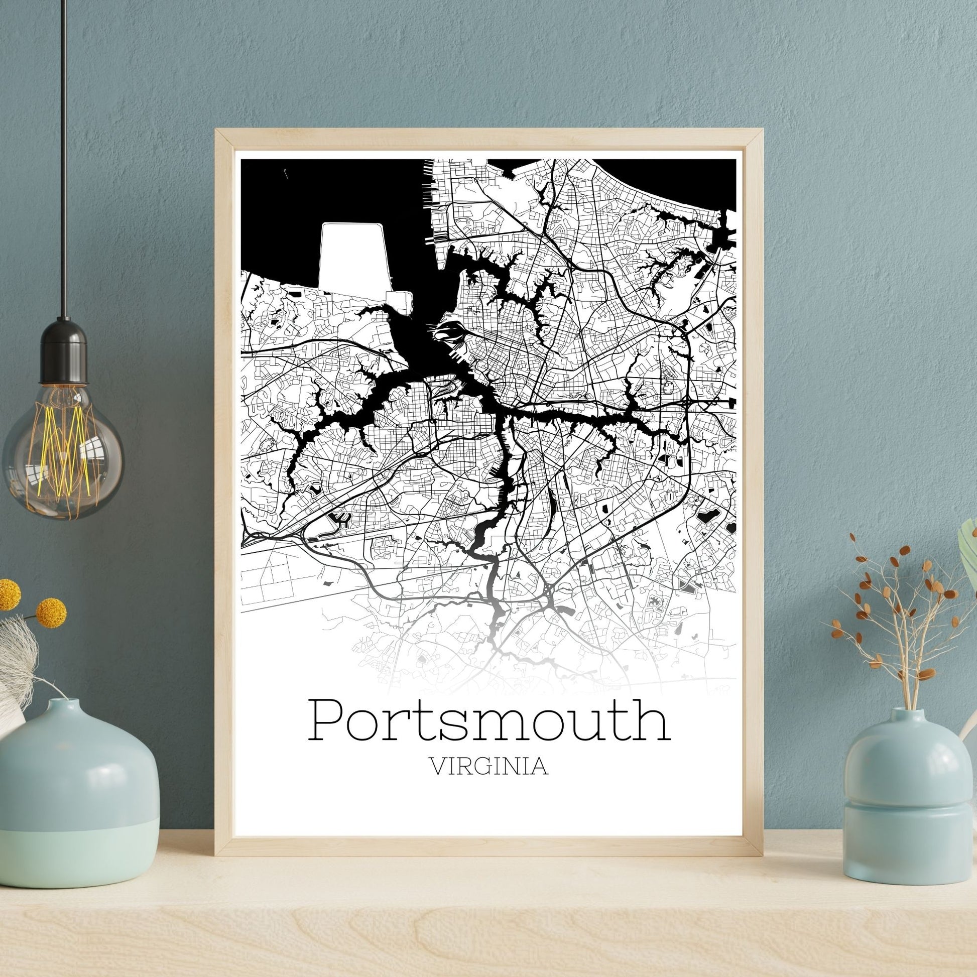 Portsmouth Virginia City Map Poster - GroovyGrove