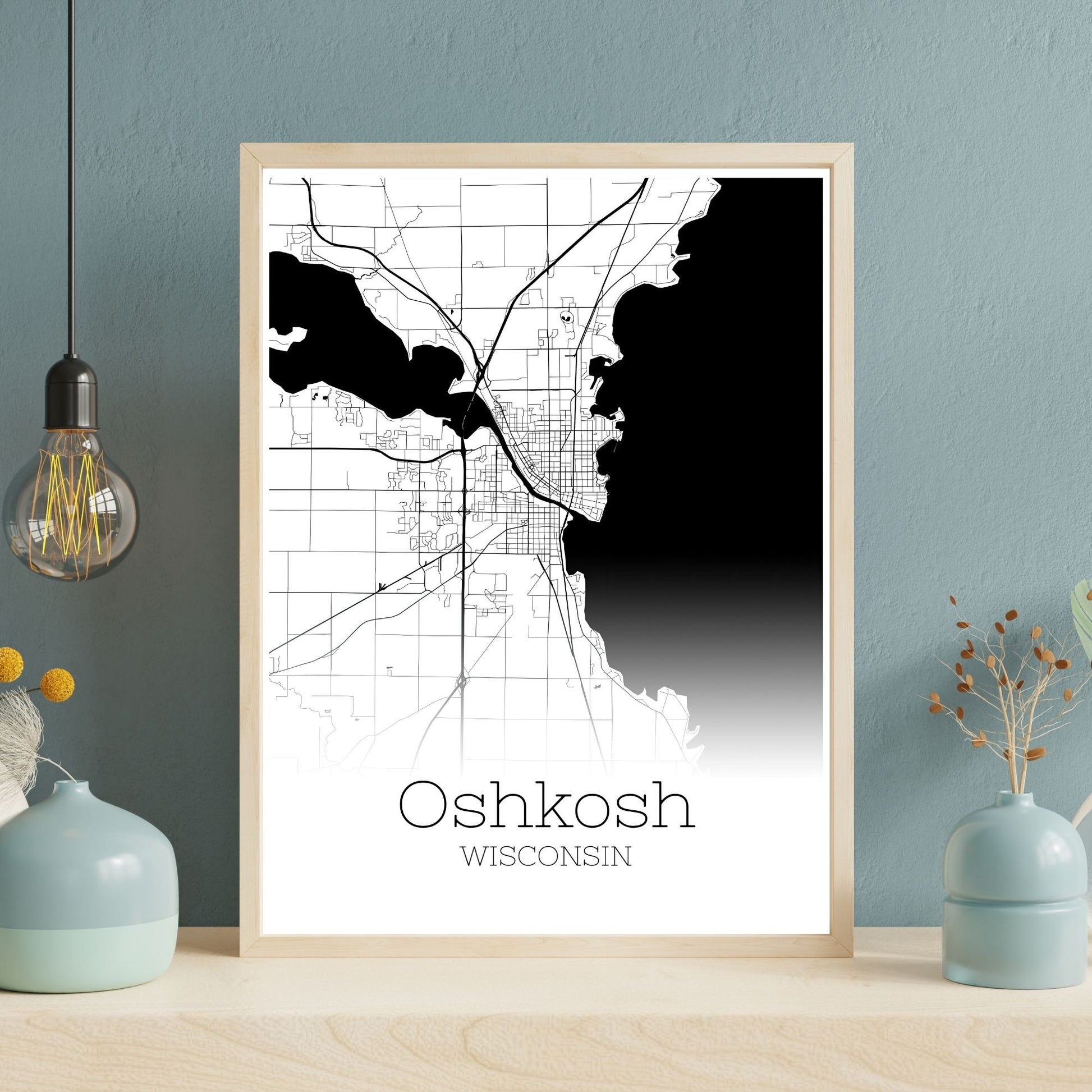 Oshkosh Wisconsin City Map Poster - GroovyGrove