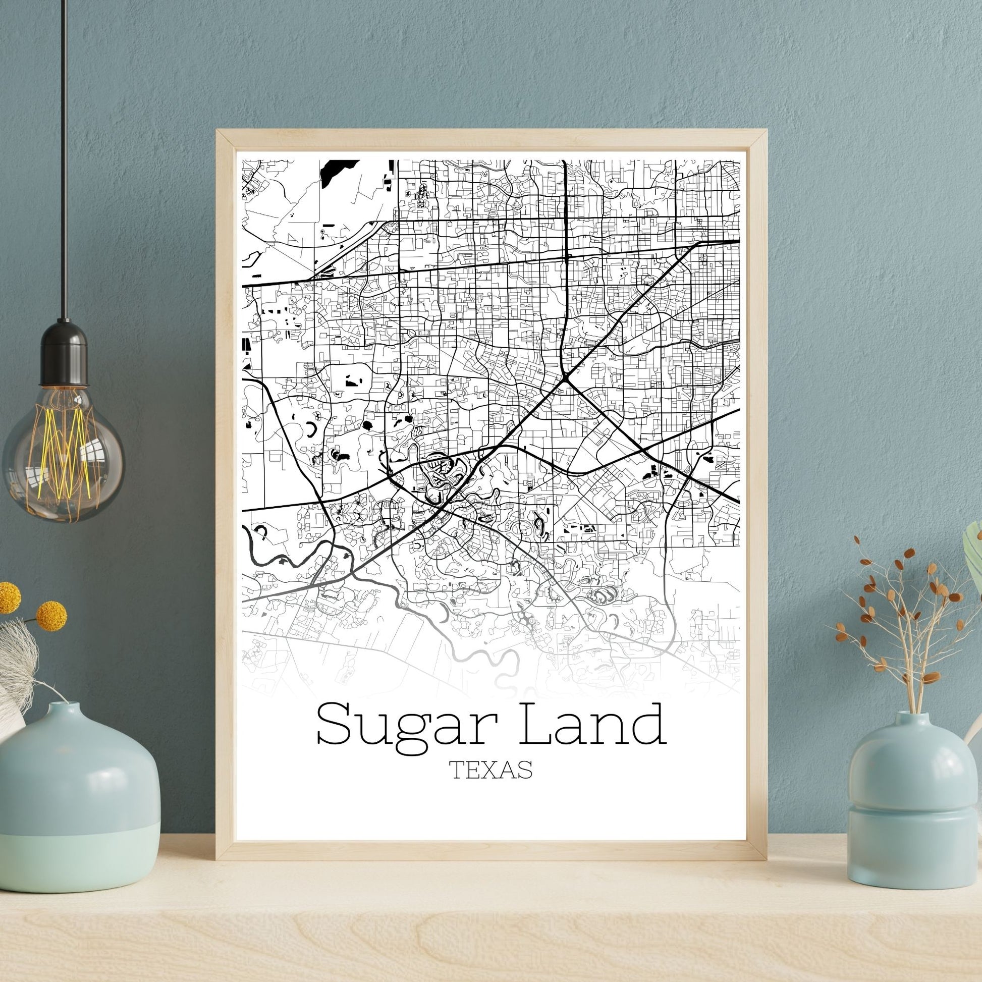 Sugar Land Texas City Map Poster - GroovyGrove