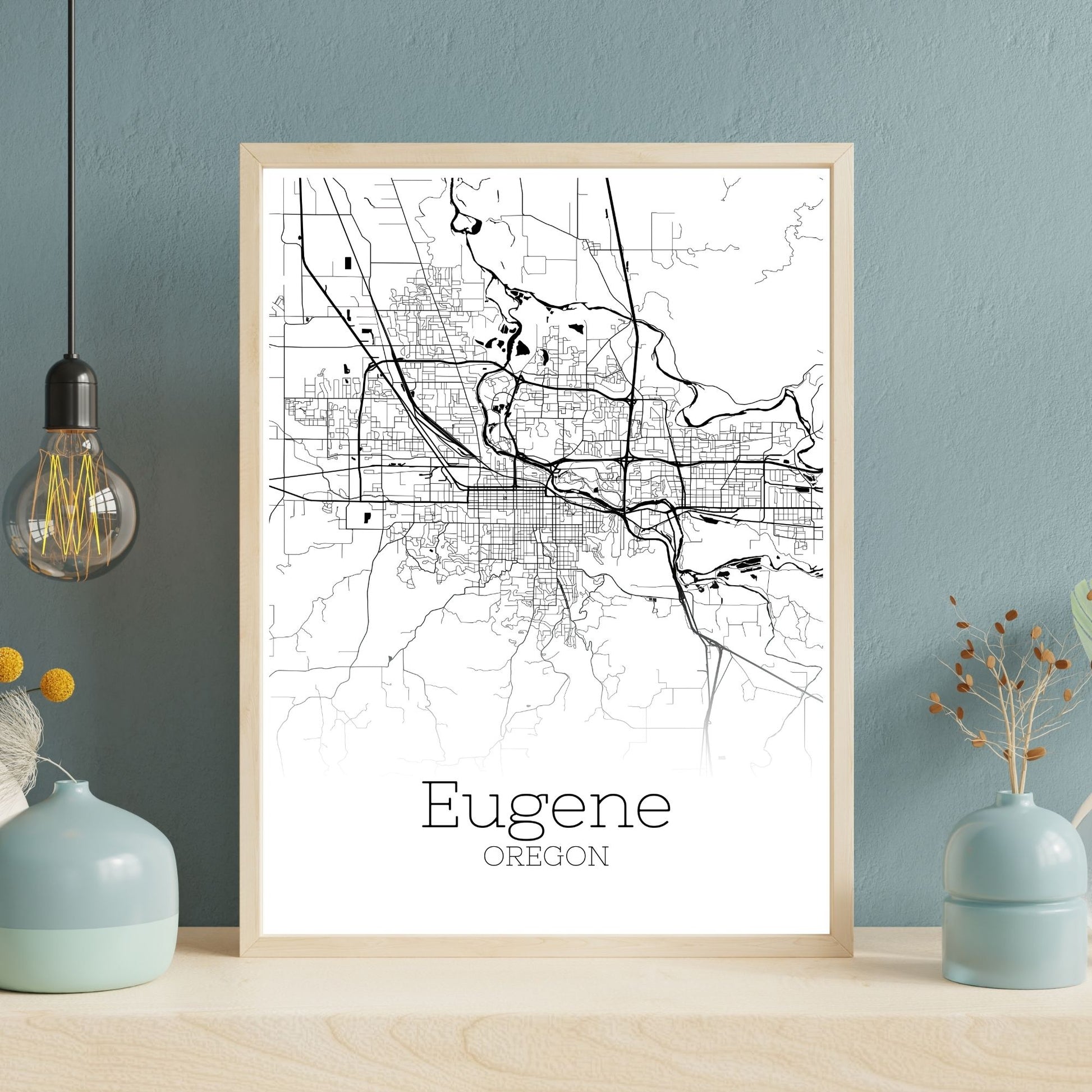 Eugene Oregon City Map Poster - GroovyGrove