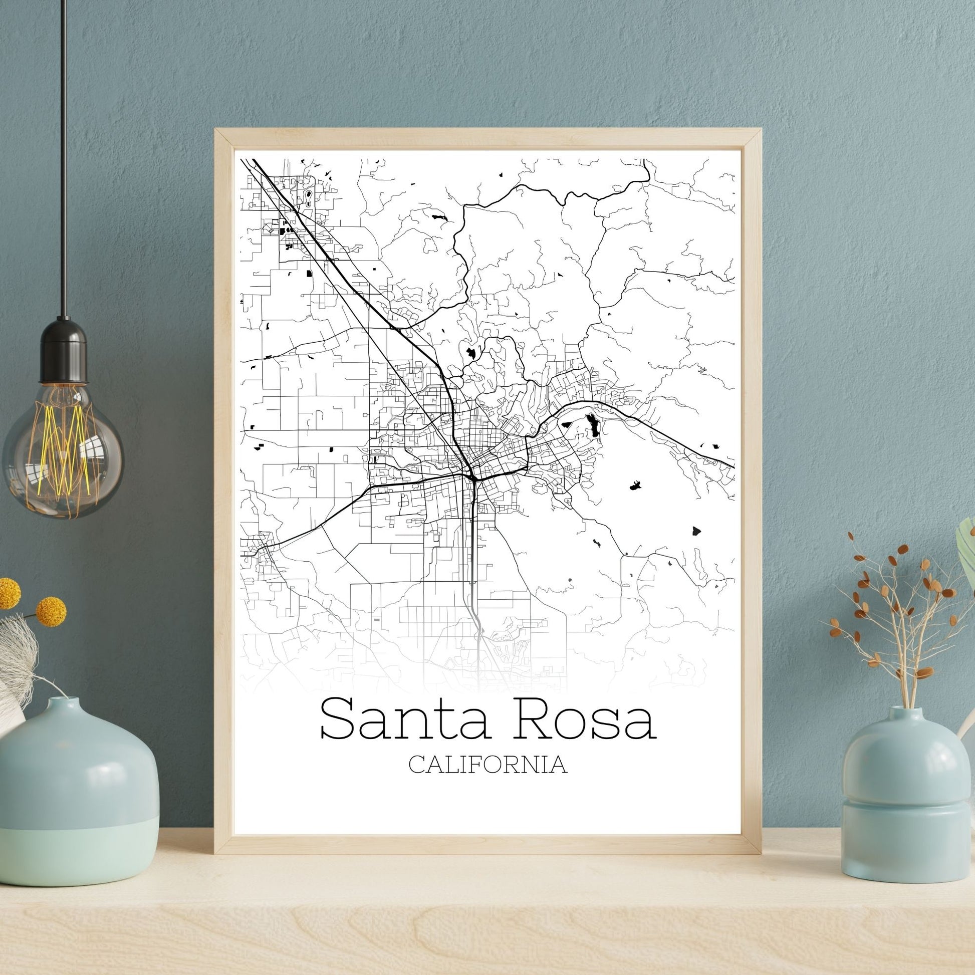 Santa Rosa California City Map Poster - GroovyGrove