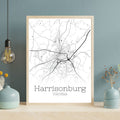 Harrisonburg Virginia City Map Poster - GroovyGrove