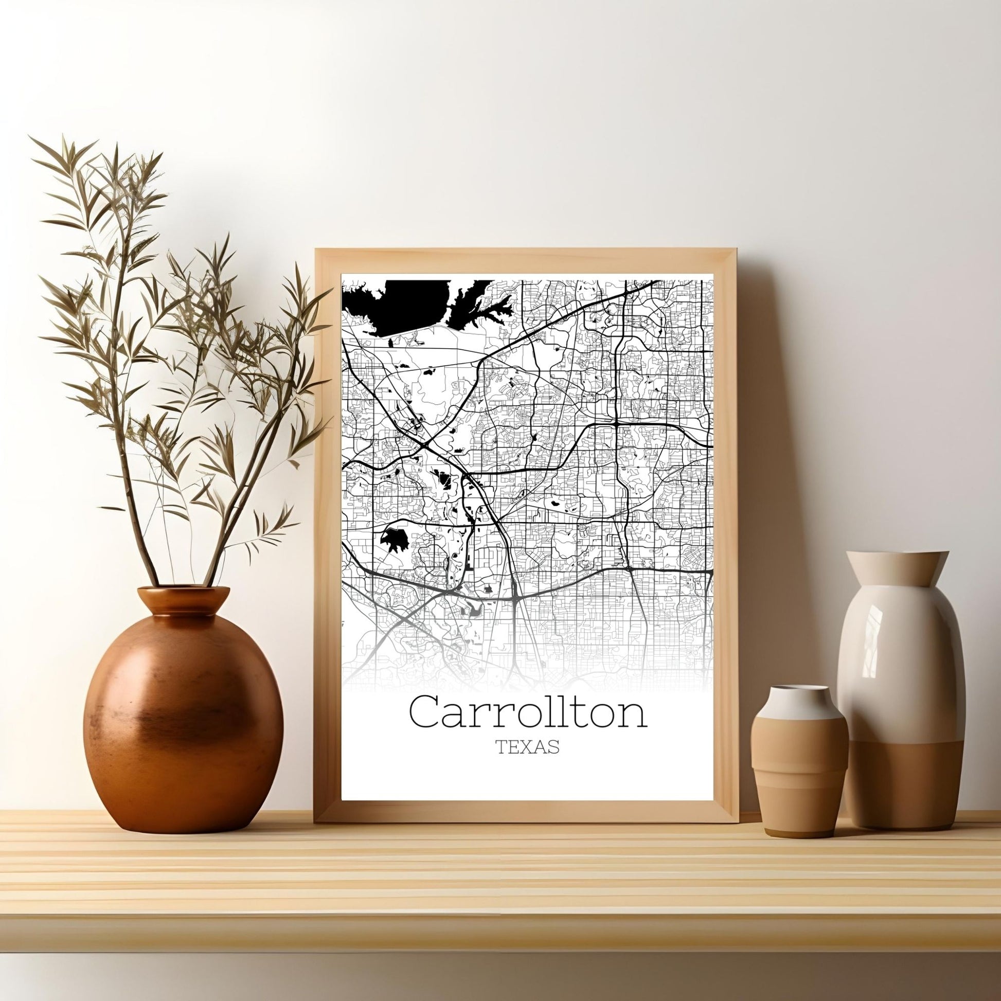 Carrollton Texas City Map Poster - GroovyGrove