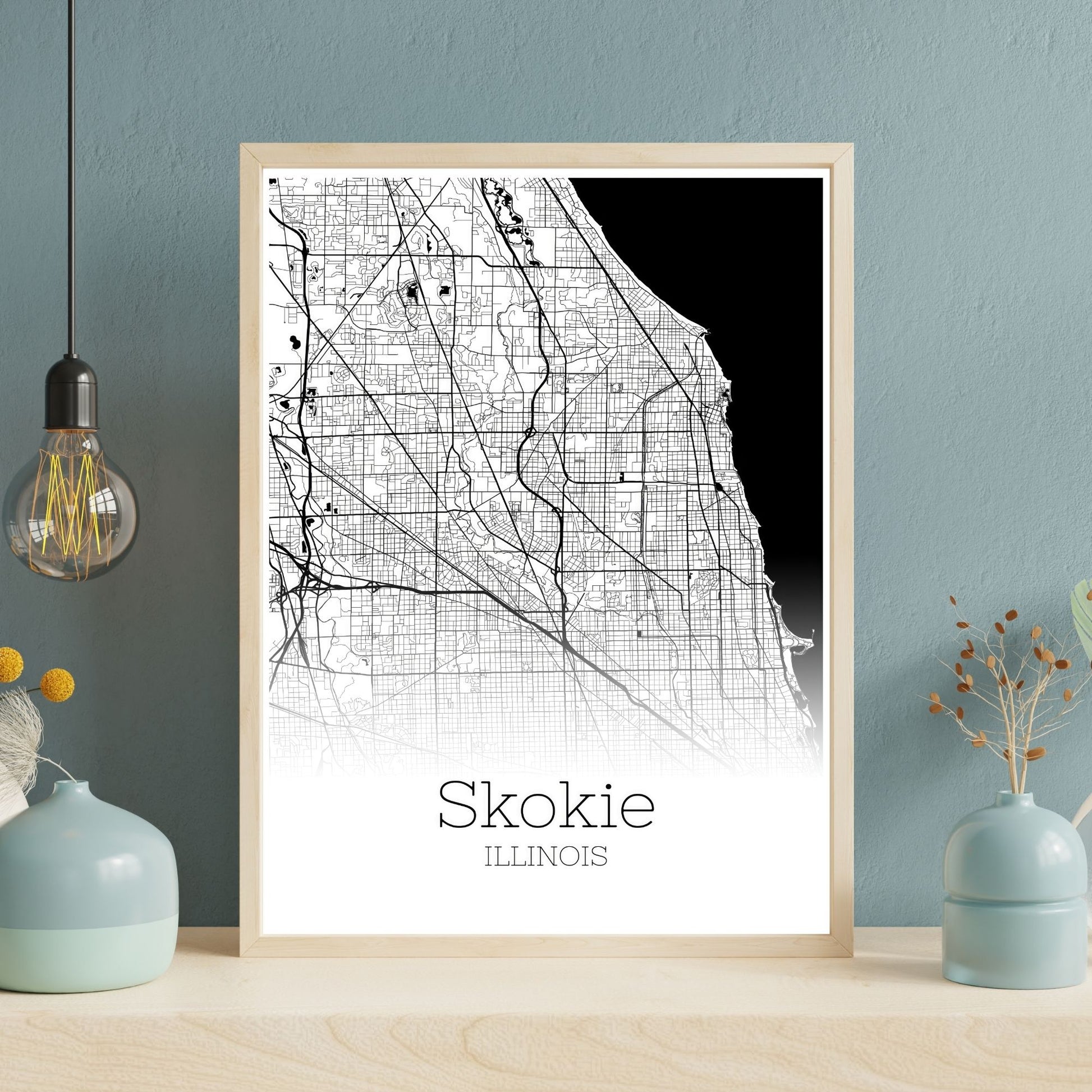 Skokie Illinois City Map Poster - GroovyGrove