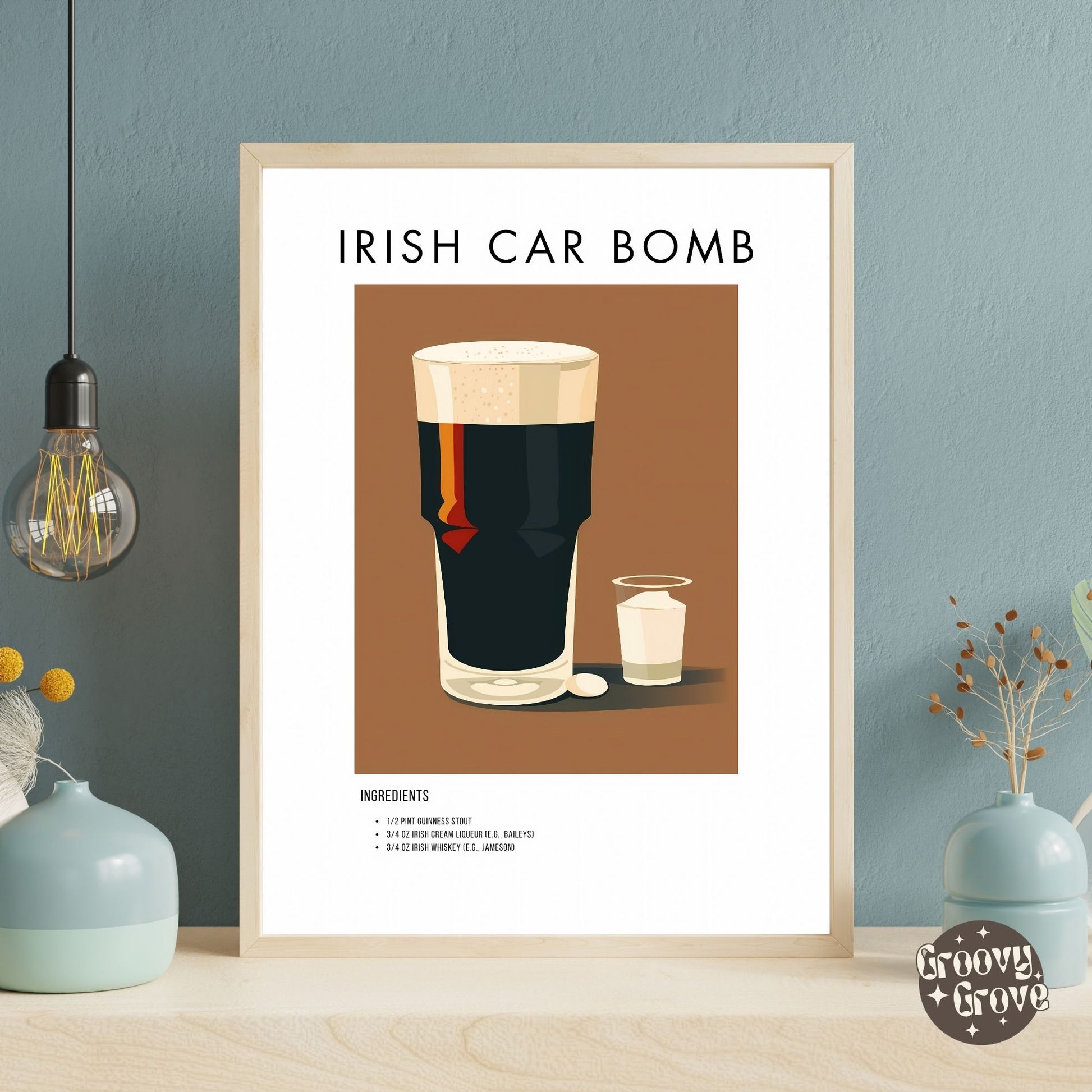 Irish Car Bomb Retro Cocktail Poster - GroovyGrove