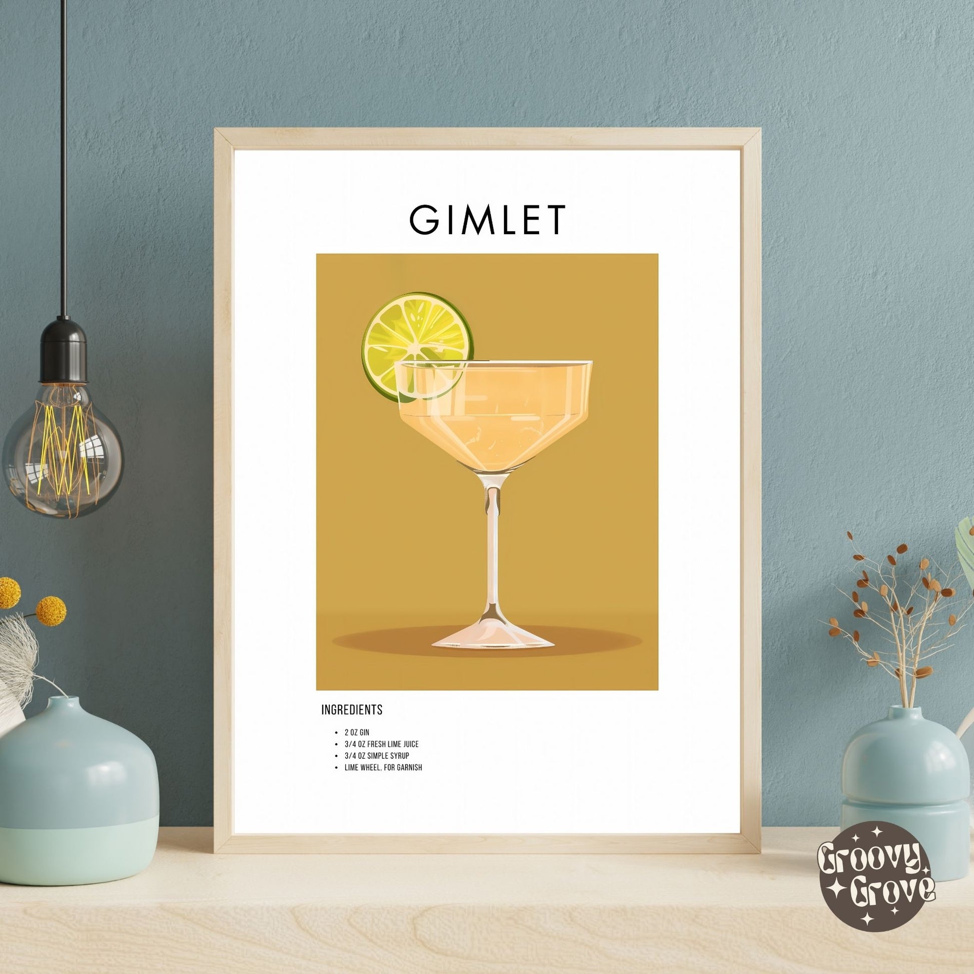 Gimlet Retro Cocktail Poster - GroovyGrove