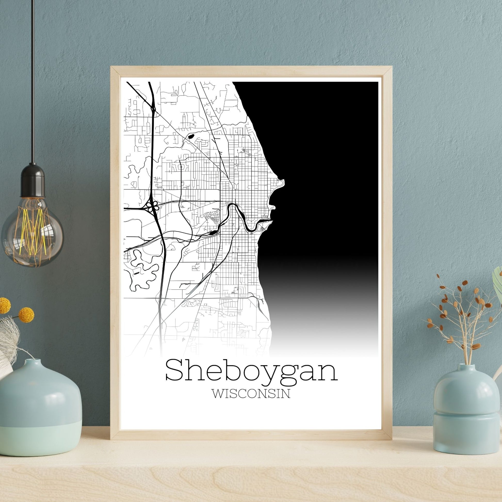 Sheboygan Wisconsin City Map Poster - GroovyGrove