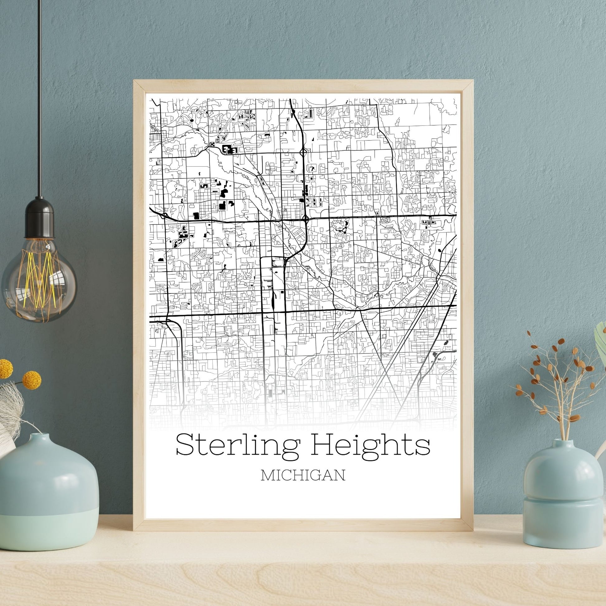 Sterling Heights Michigan City Map Poster - GroovyGrove