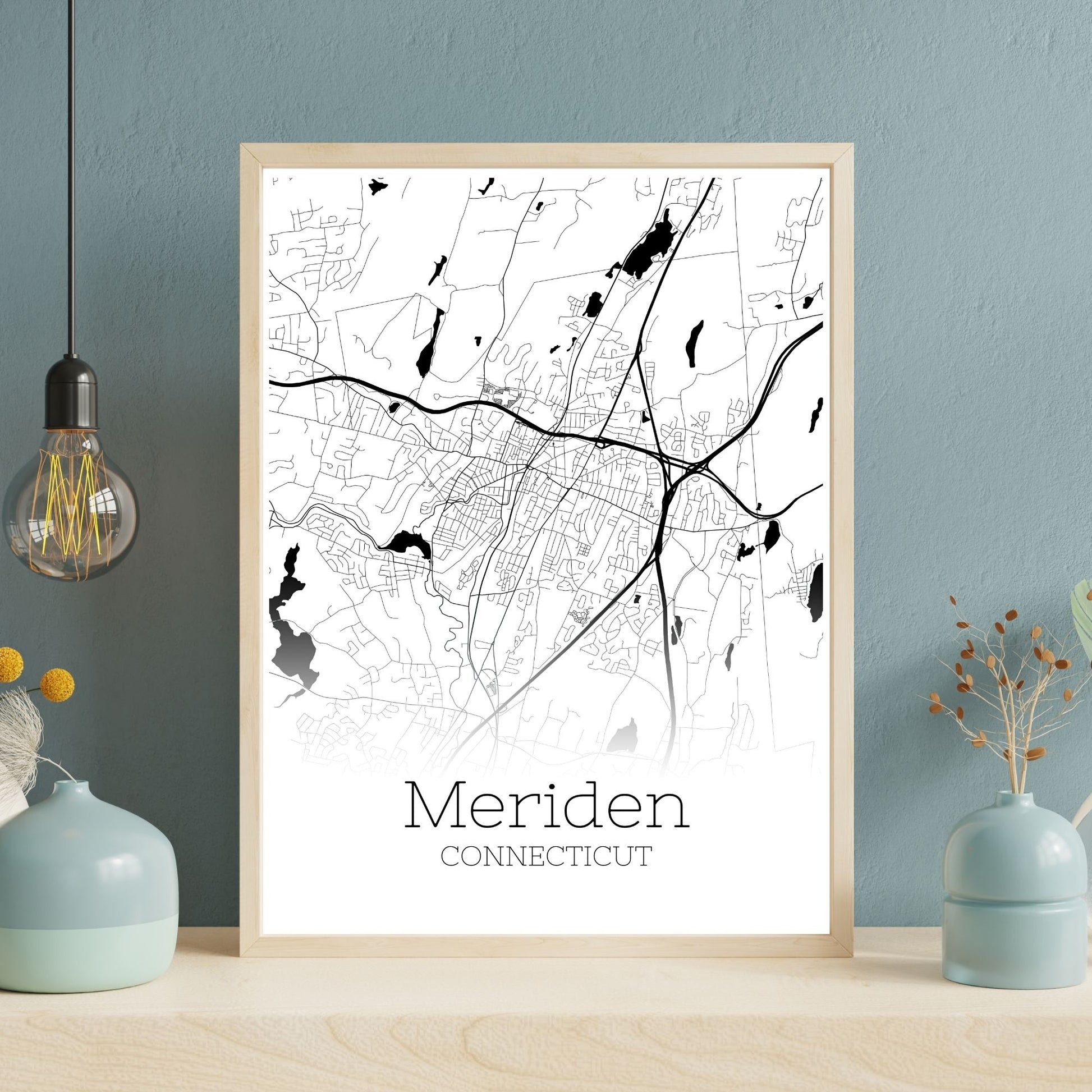 Meriden Connecticut City Map Poster - GroovyGrove