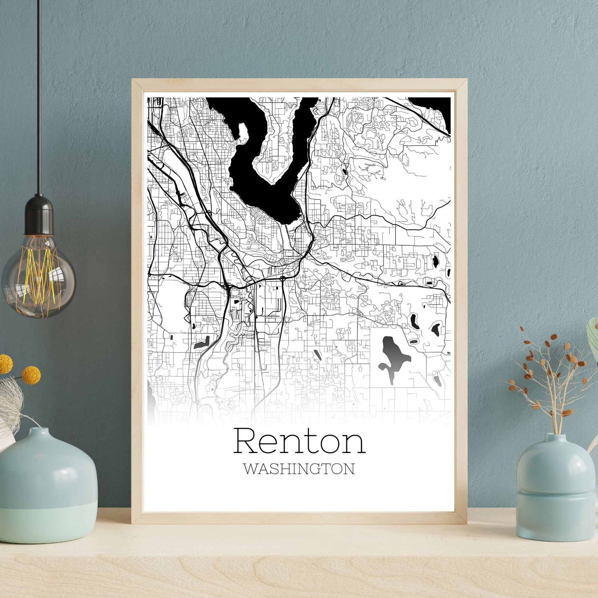 Renton Washington City Map Poster - GroovyGrove