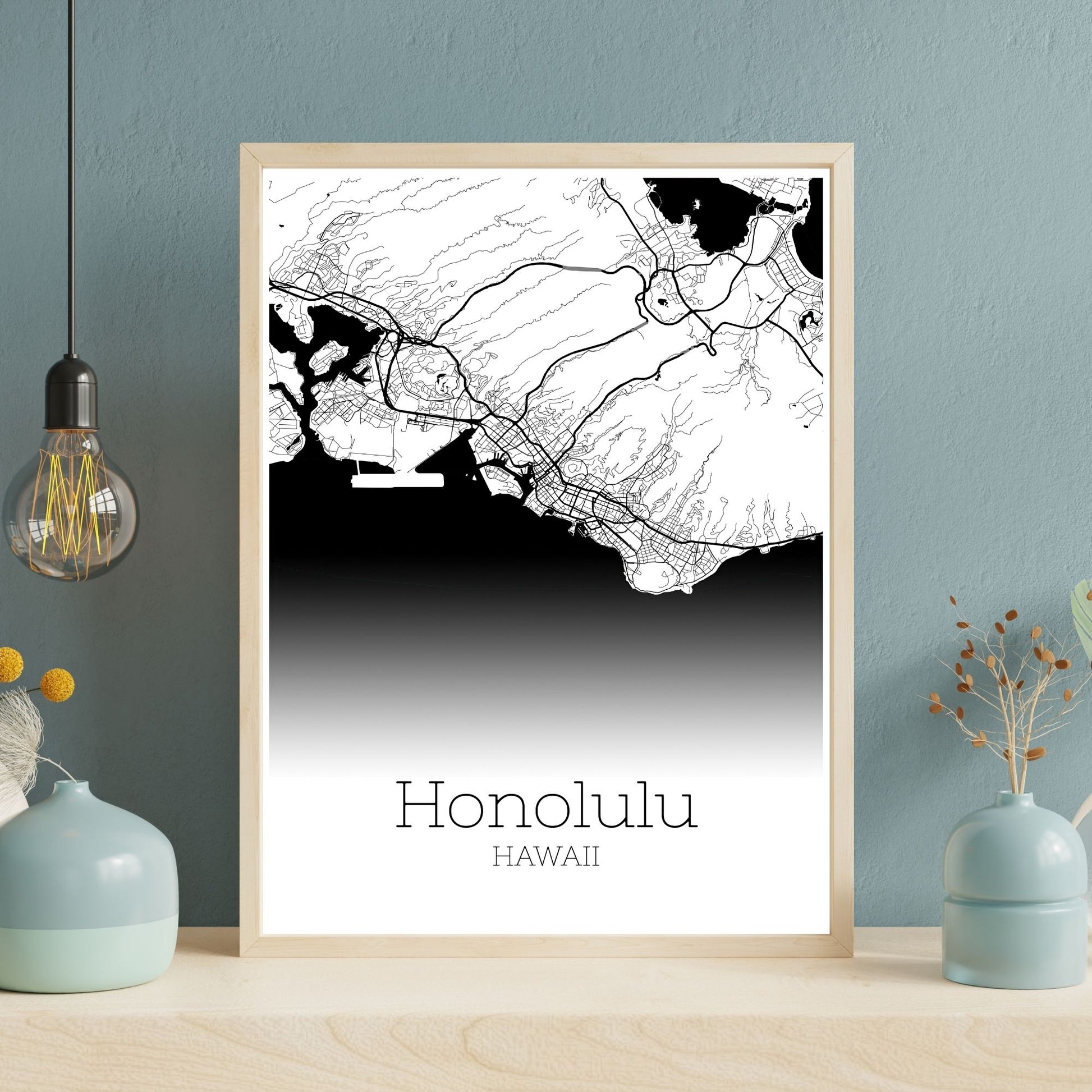 Honolulu Hawaii City Map Poster - GroovyGrove