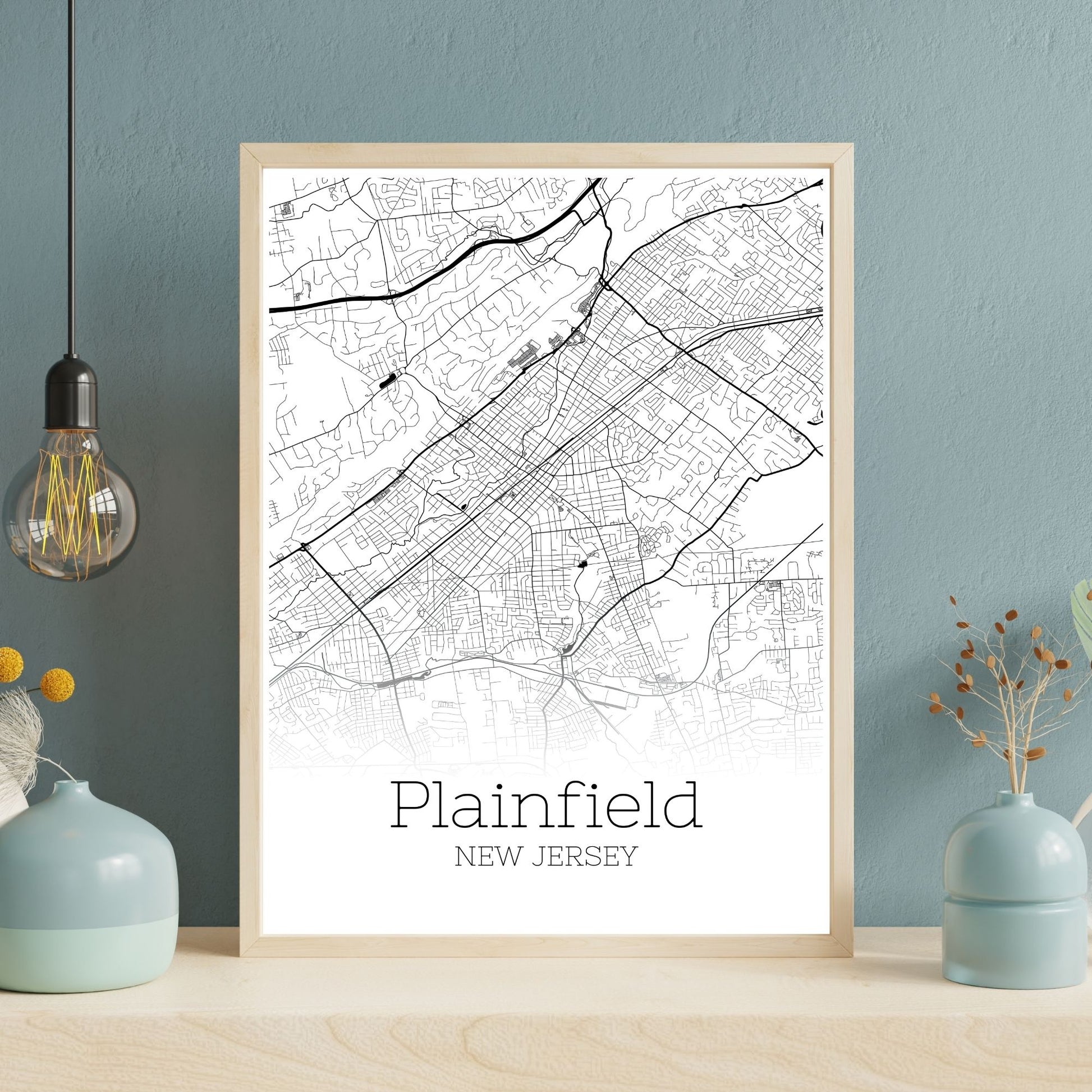 Plainfield New Jersey City Map Poster - GroovyGrove