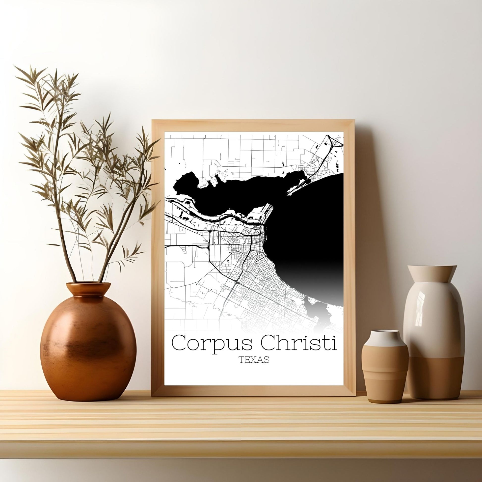 Corpus Christi Texas City Map Poster - GroovyGrove