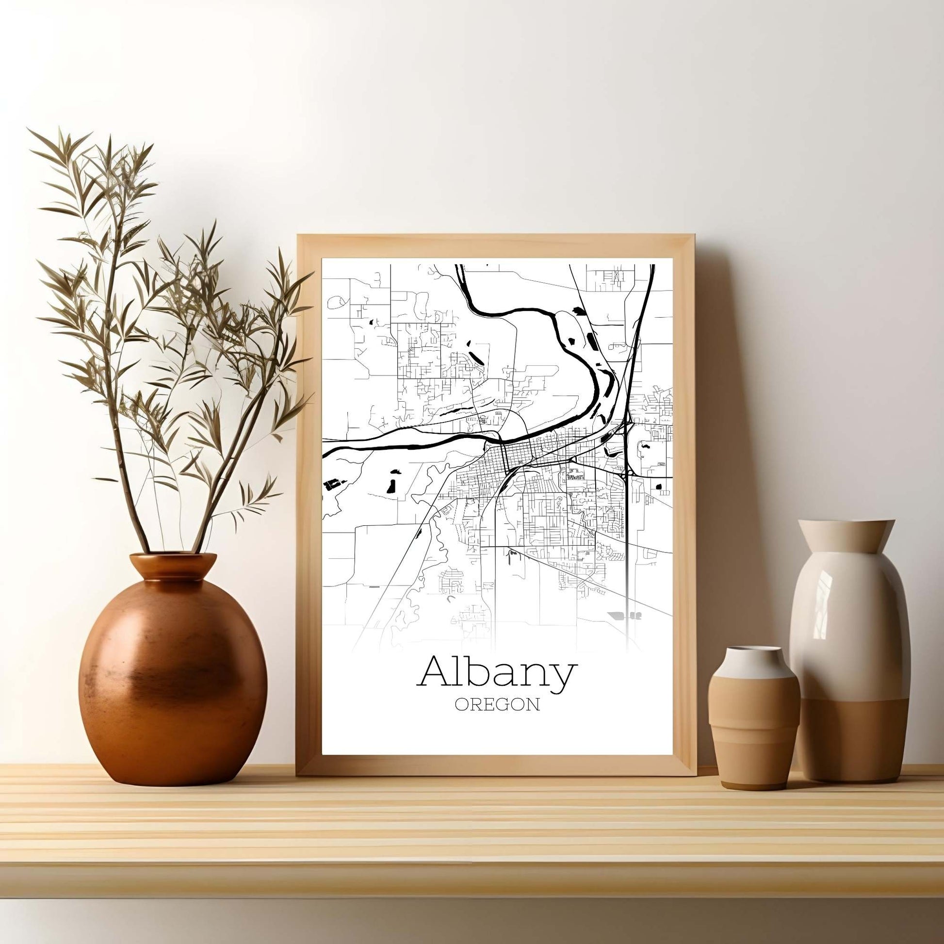 Albany Oregon City Map Poster - GroovyGrove