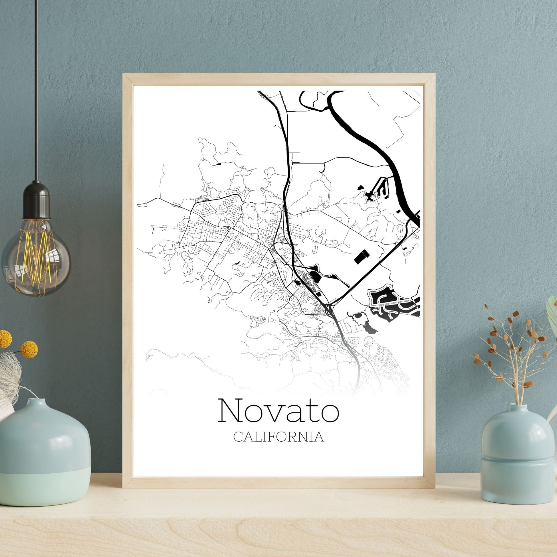 Novato California City Map Poster - GroovyGrove