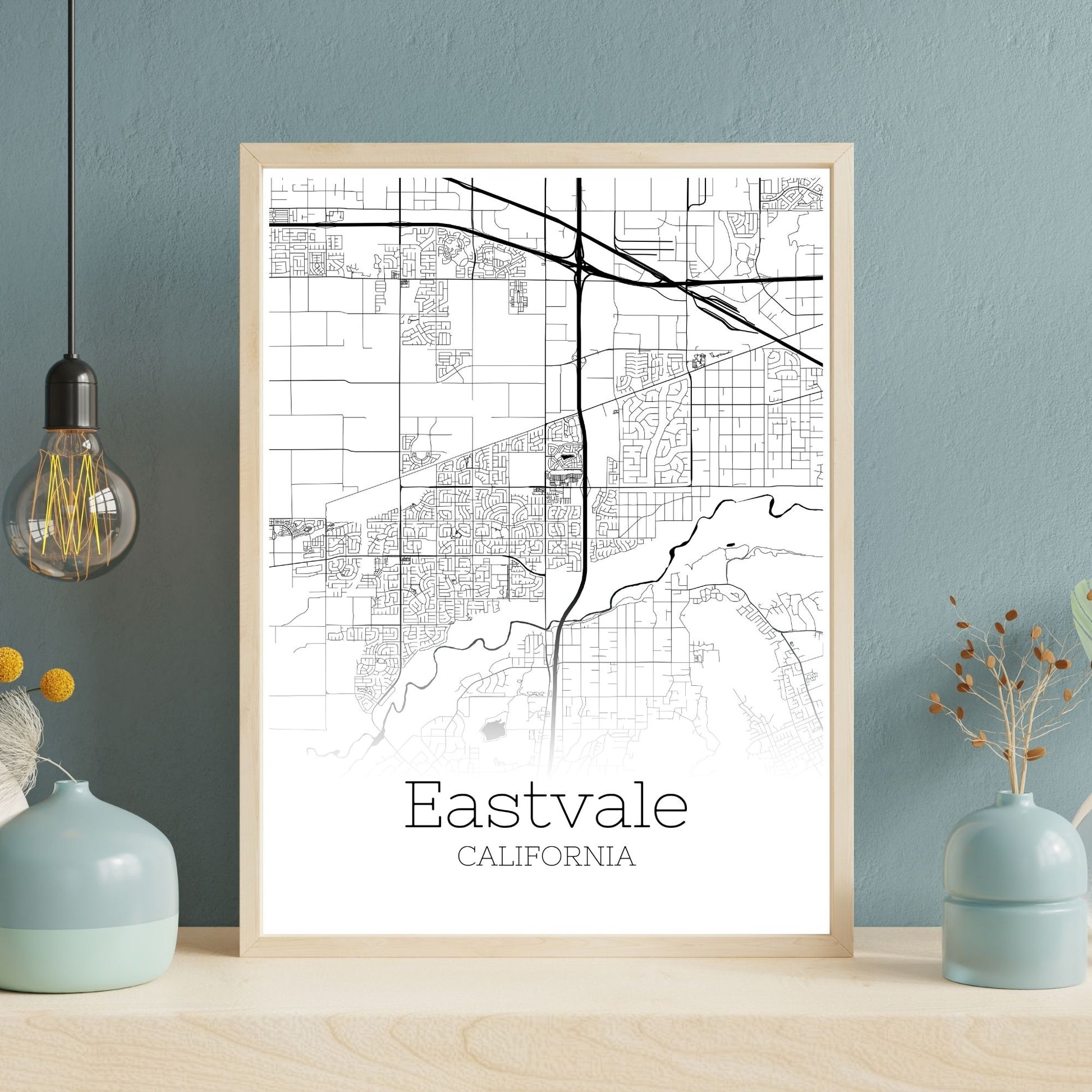 Eastvale California City Map Poster - GroovyGrove