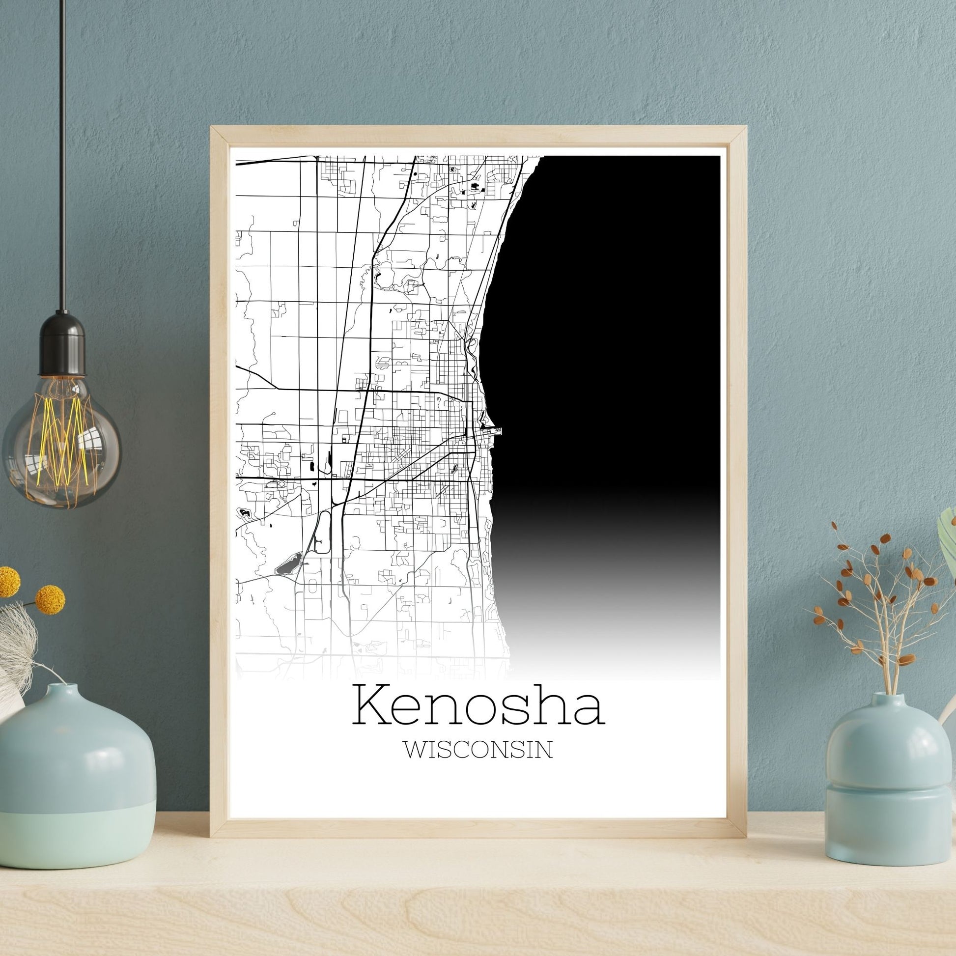 Kenosha Wisconsin City Map Poster - GroovyGrove