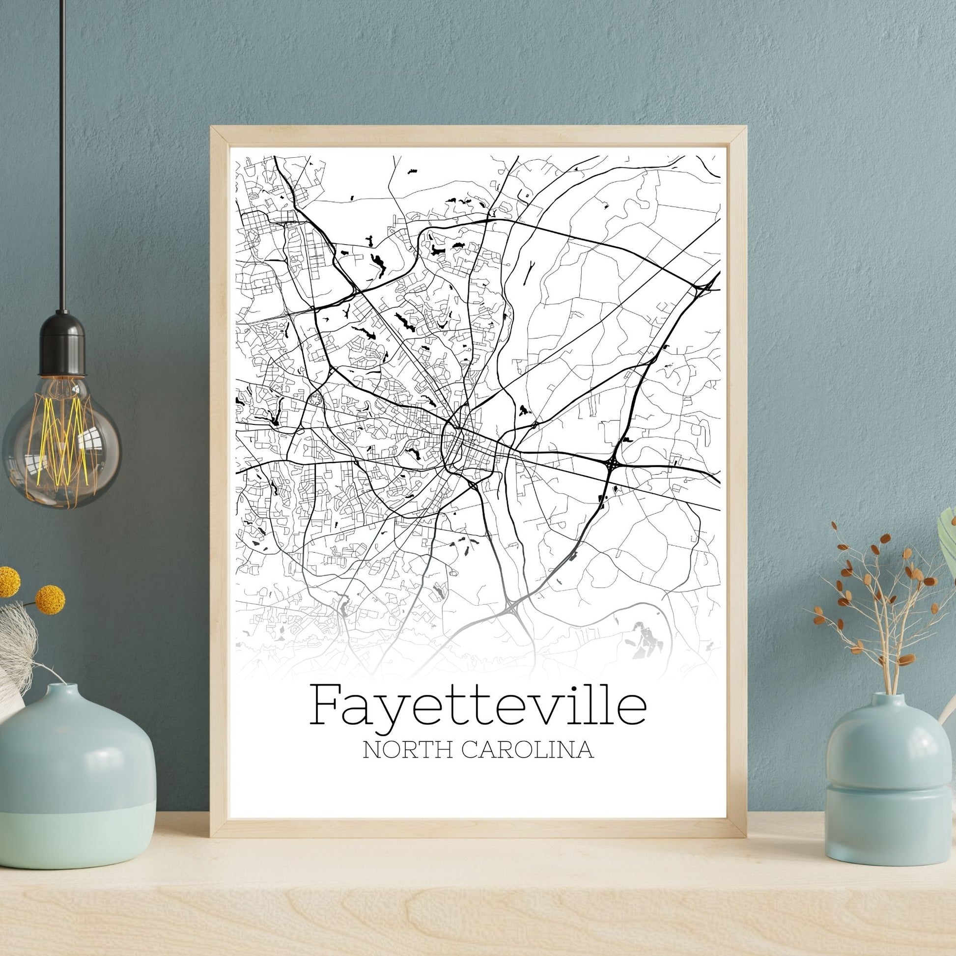 Fayetteville North Carolina City Map Poster - GroovyGrove