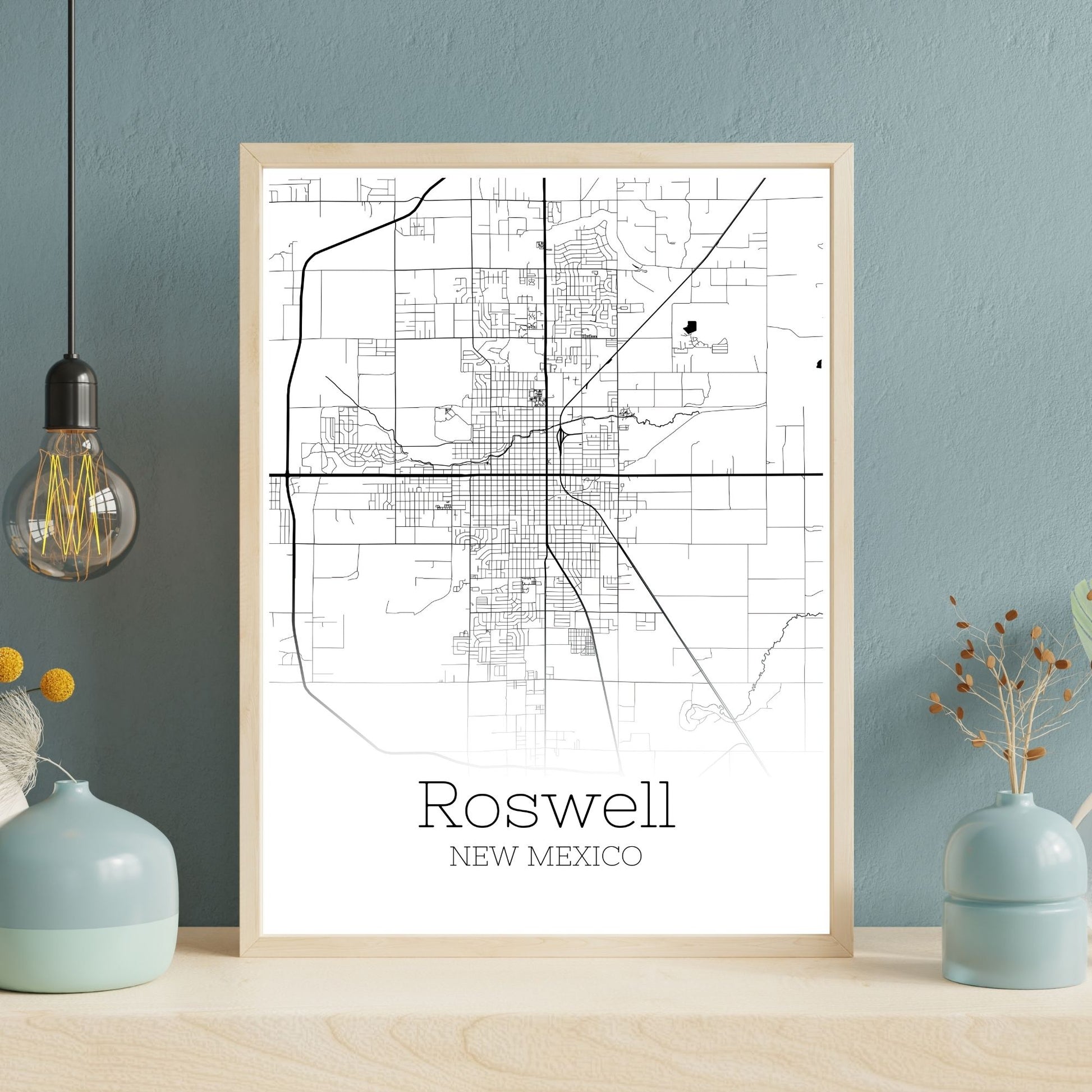 Roswell New Mexico City Map Poster - GroovyGrove