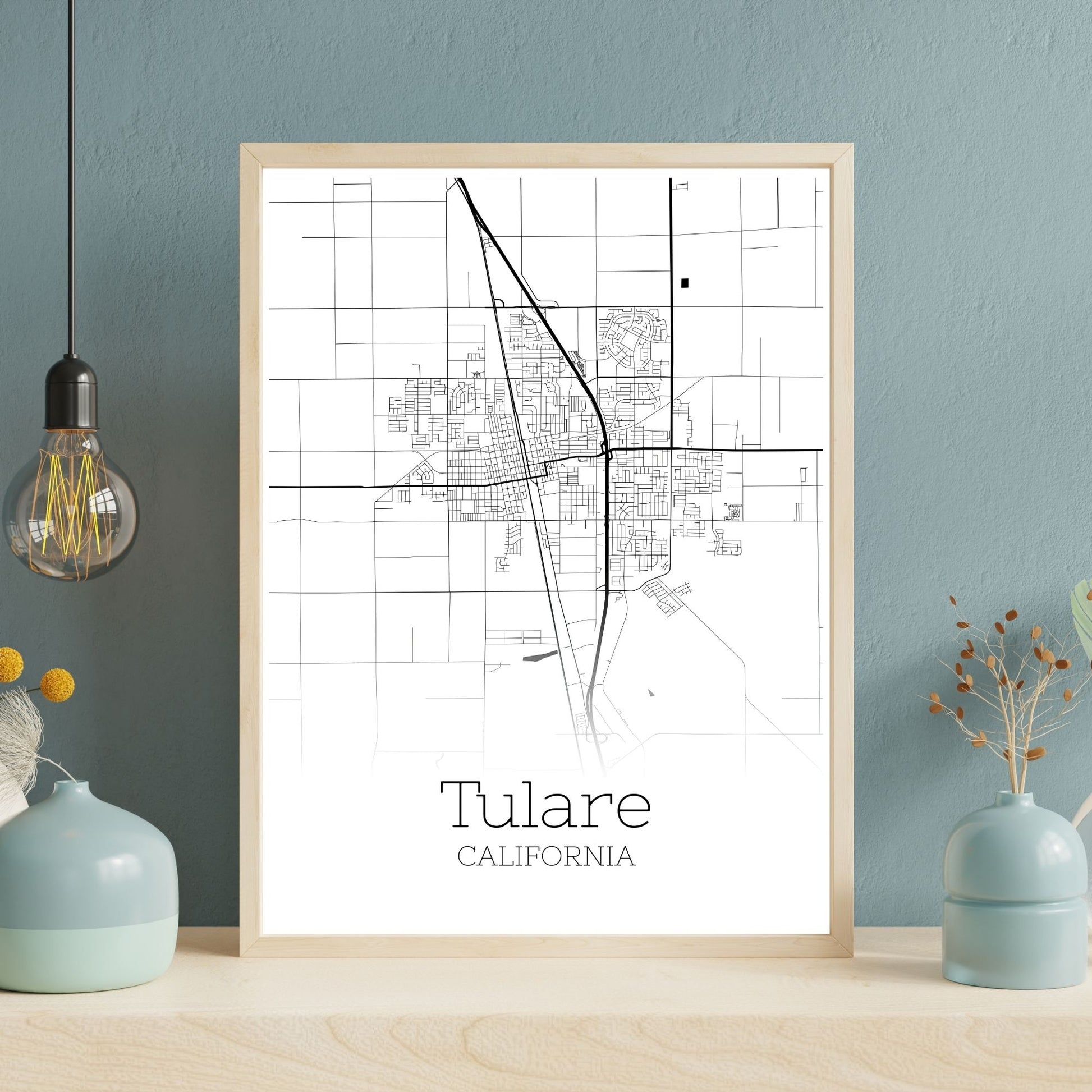 Tulare California City Map Poster - GroovyGrove