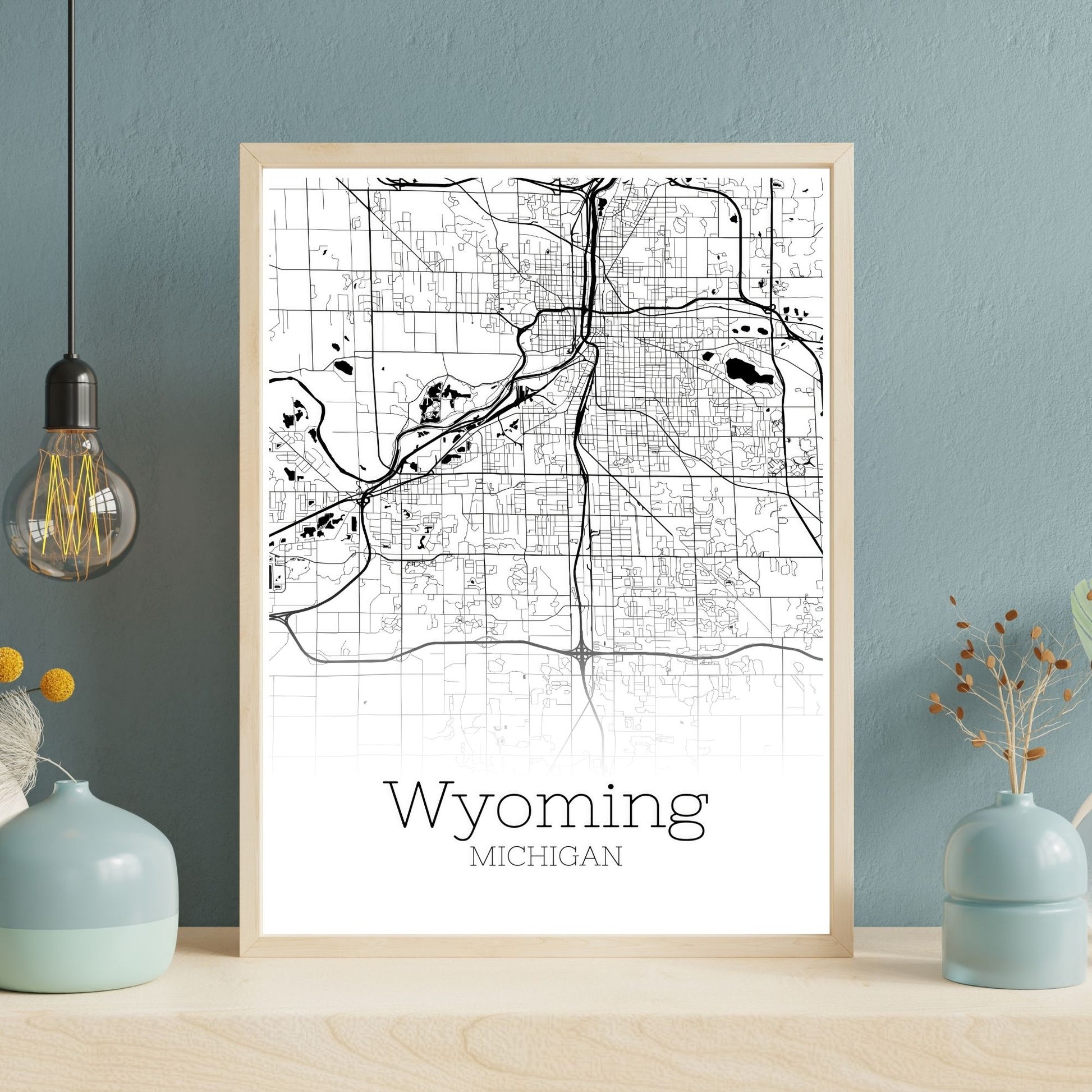 Wyoming Michigan City Map Poster - GroovyGrove