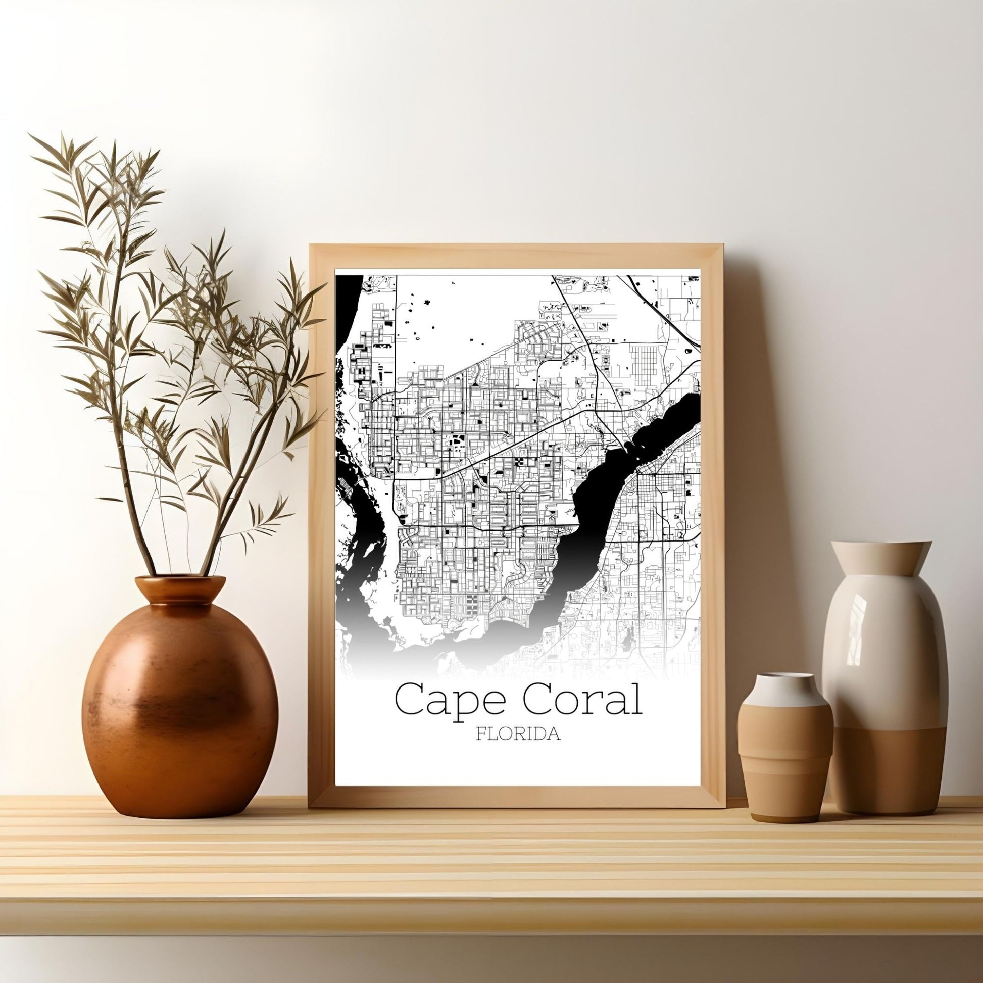 Cape Coral Florida City Map Poster - GroovyGrove