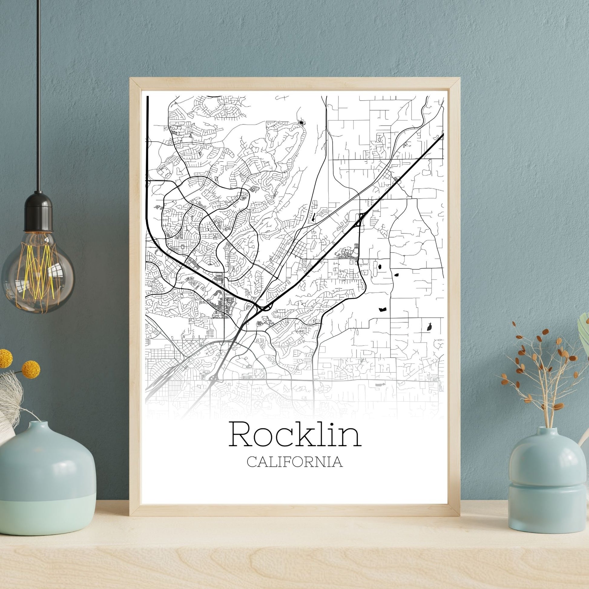 Rocklin California City Map Poster - GroovyGrove