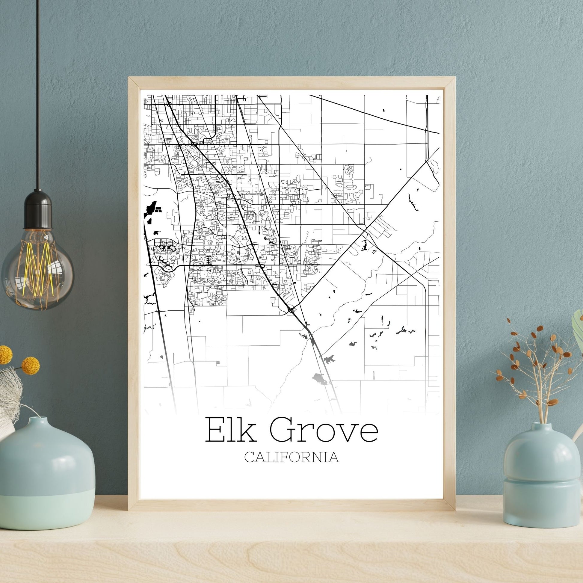 Elk Grove California City Map Poster - GroovyGrove