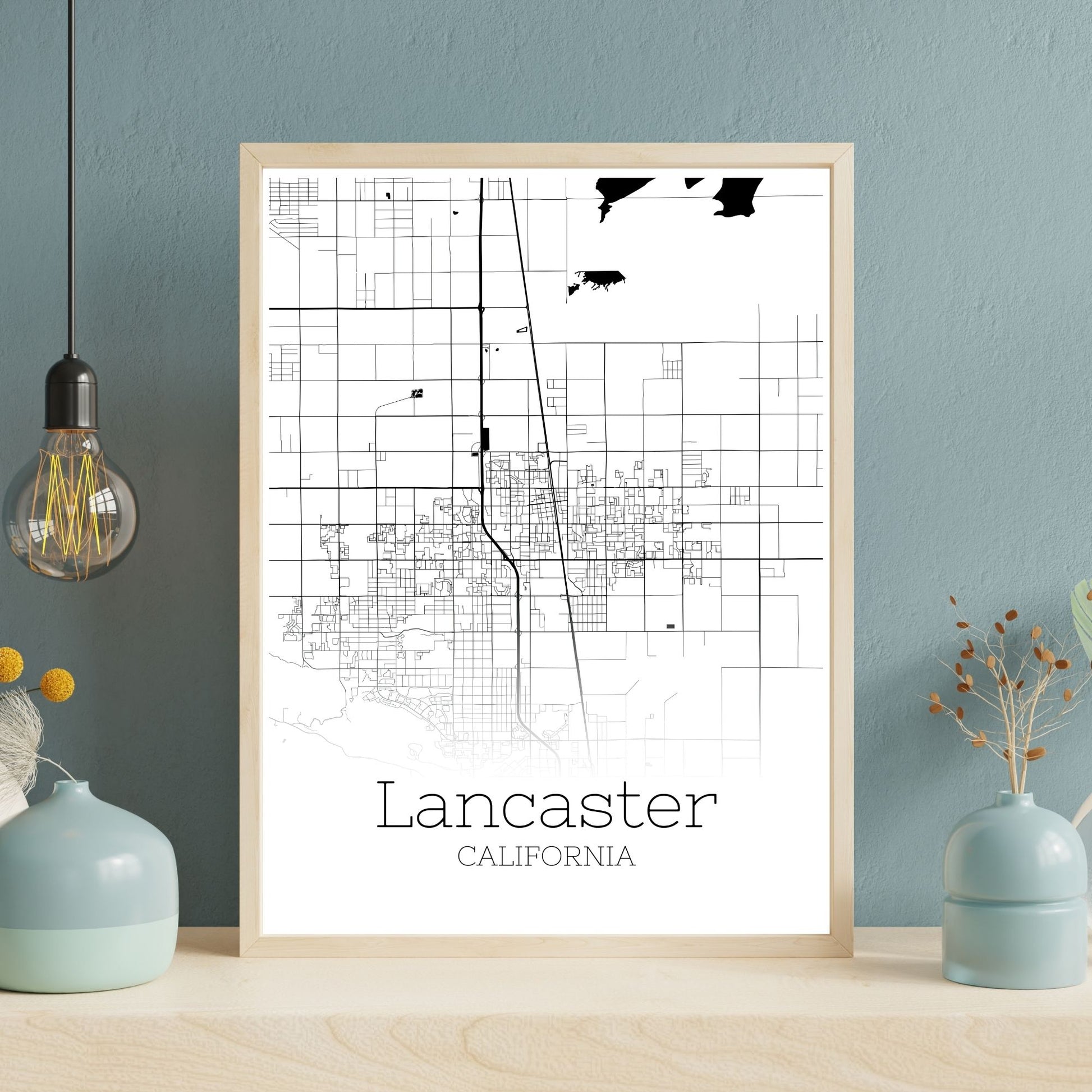 Lancaster California City Map Poster - GroovyGrove