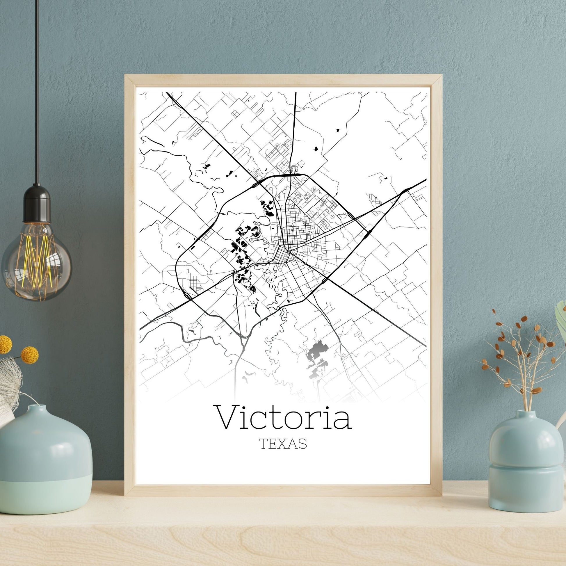 Victoria Texas City Map Poster - GroovyGrove